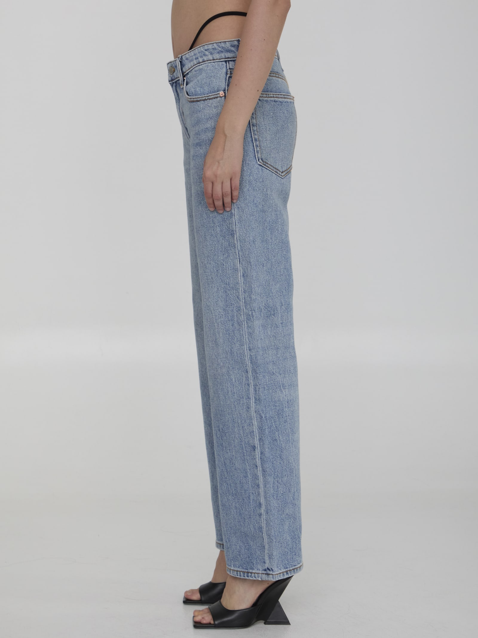 Shop Alexander Wang Jeans With Pre-styled Thong In Blue