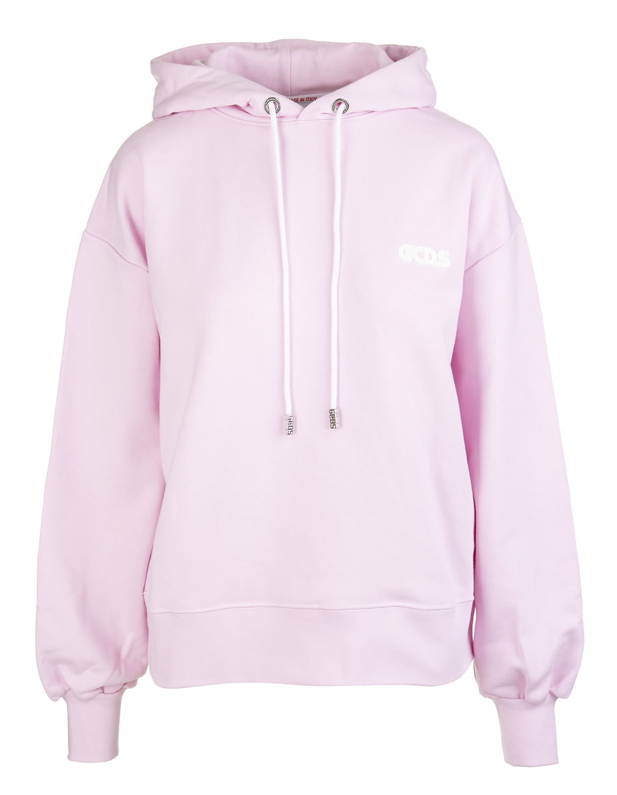 GCDS Woman Basic Pink Hoodie With Logo Patch
