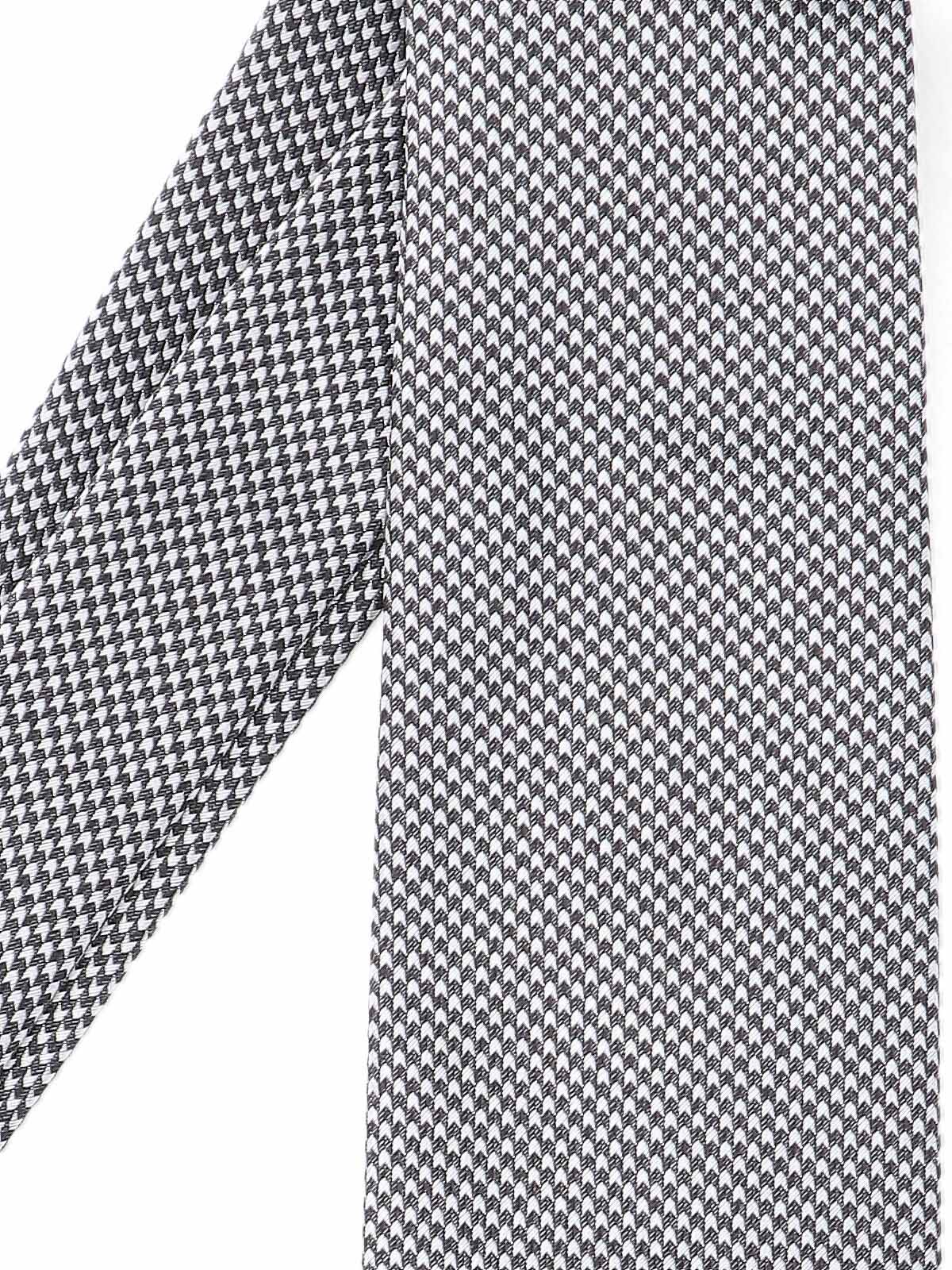 Tom Ford Textured Houndstooth Tie In Grey And Black In Gray