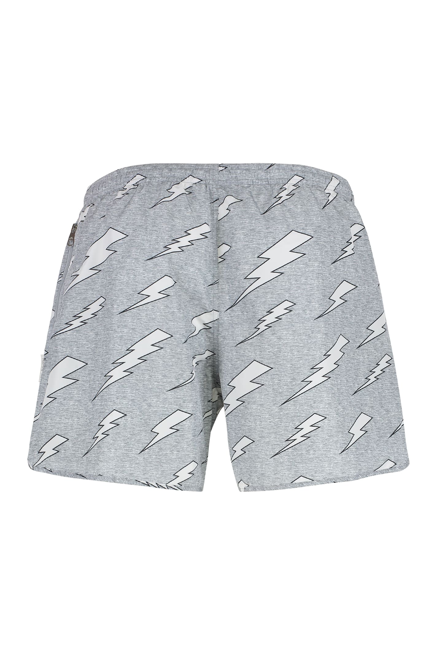 Neil Barrett All-over Rain Bolts Swim Shorts In Gray