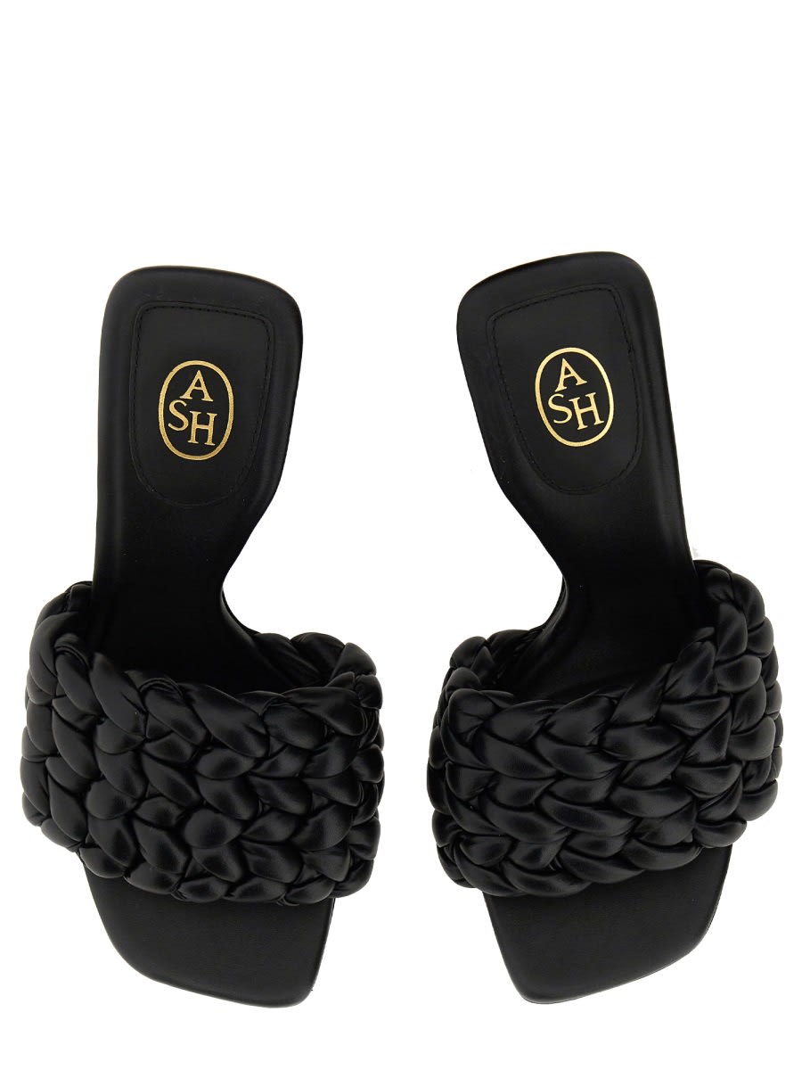 Ash Black Slip-on Mules With Braided Band In Leather Woman