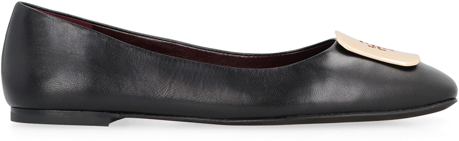 Shop Tory Burch Georgia Leather Ballet Flats In Black