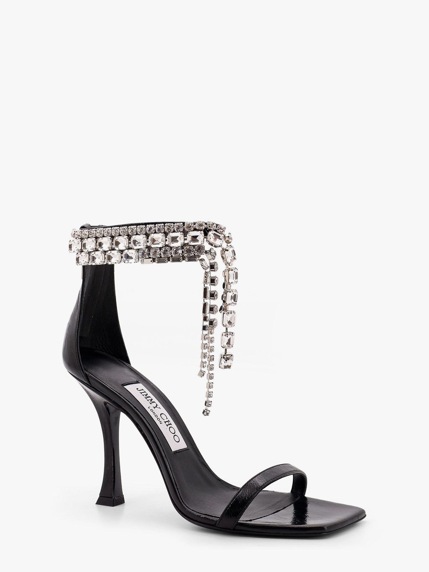Jimmy Choo Verity 100 Crystal Embellished Leather Sandals In Black