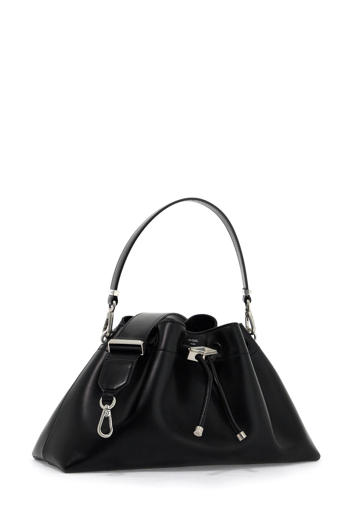 Shop Jimmy Choo Bon Bon Bucket Shoulder Bag East/west In Black Antique Silver (black)