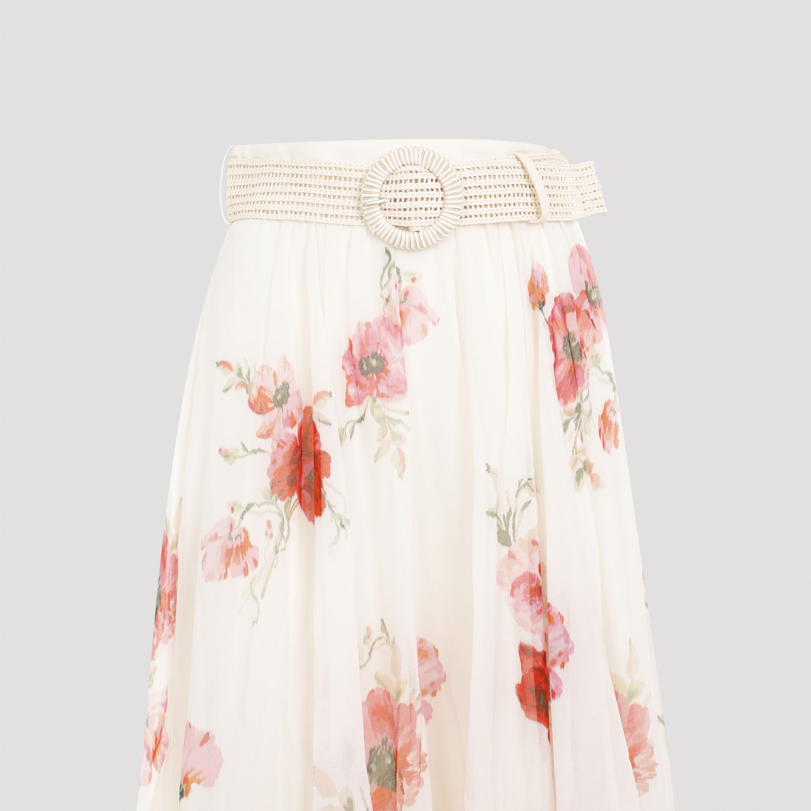 Shop Zimmermann Lightburst Maxi Skirt In Cream Red Floral