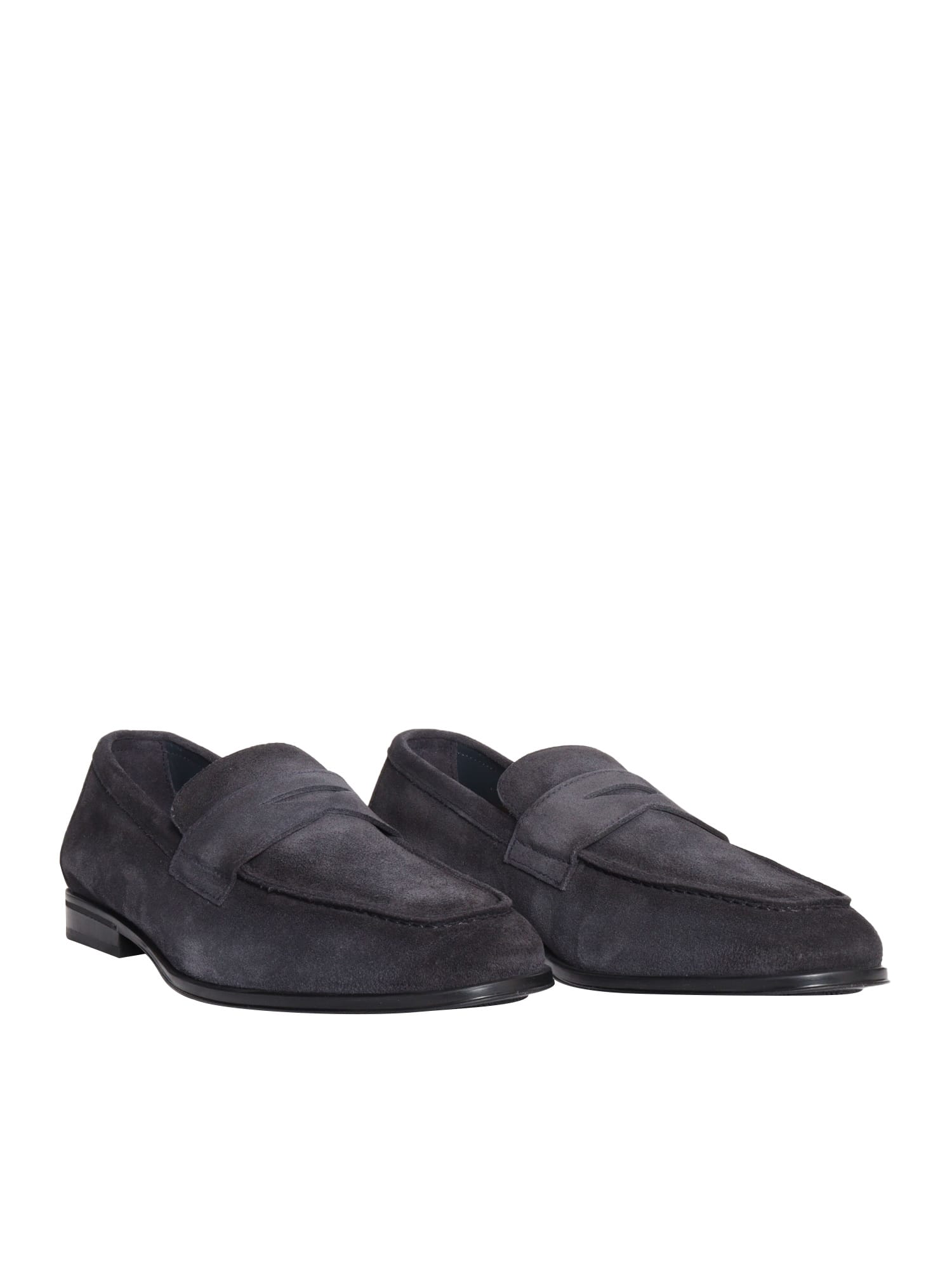 Doucal's Man Loafers Midnight Blue Size 10 Soft Leather In Blue