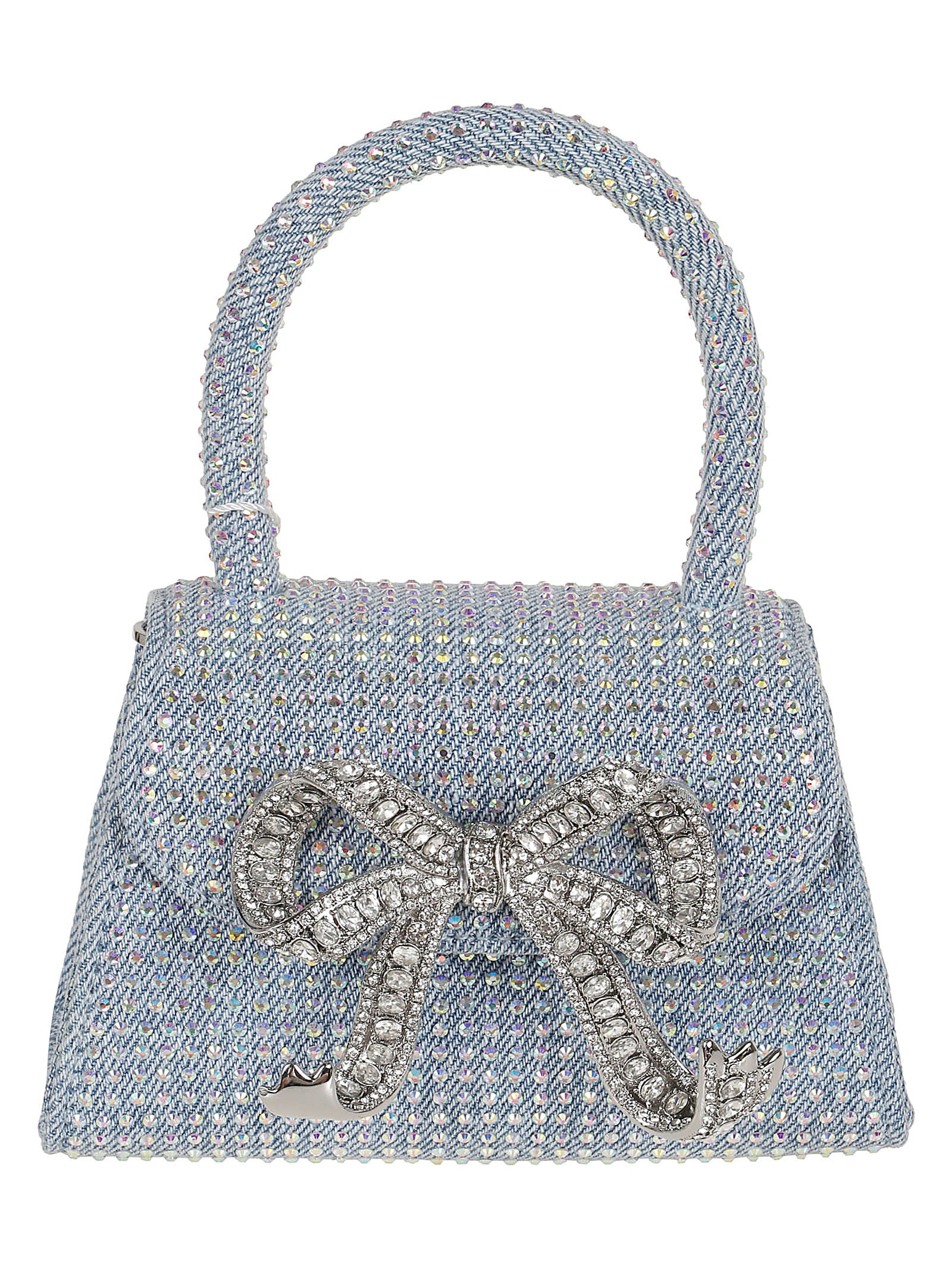 Shop Self-portrait Blue Rhinestone Denim Micro Bag