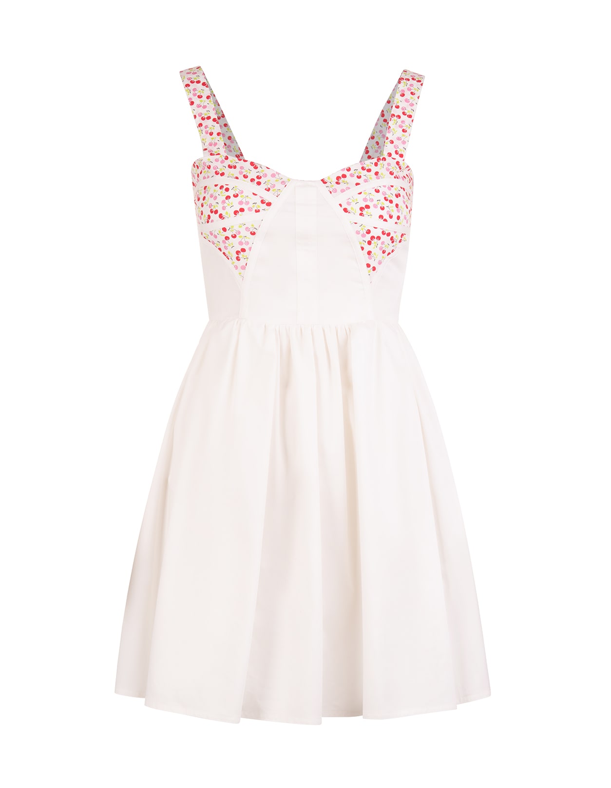 MSGM Short White Dress With Cherry Print On The Chest