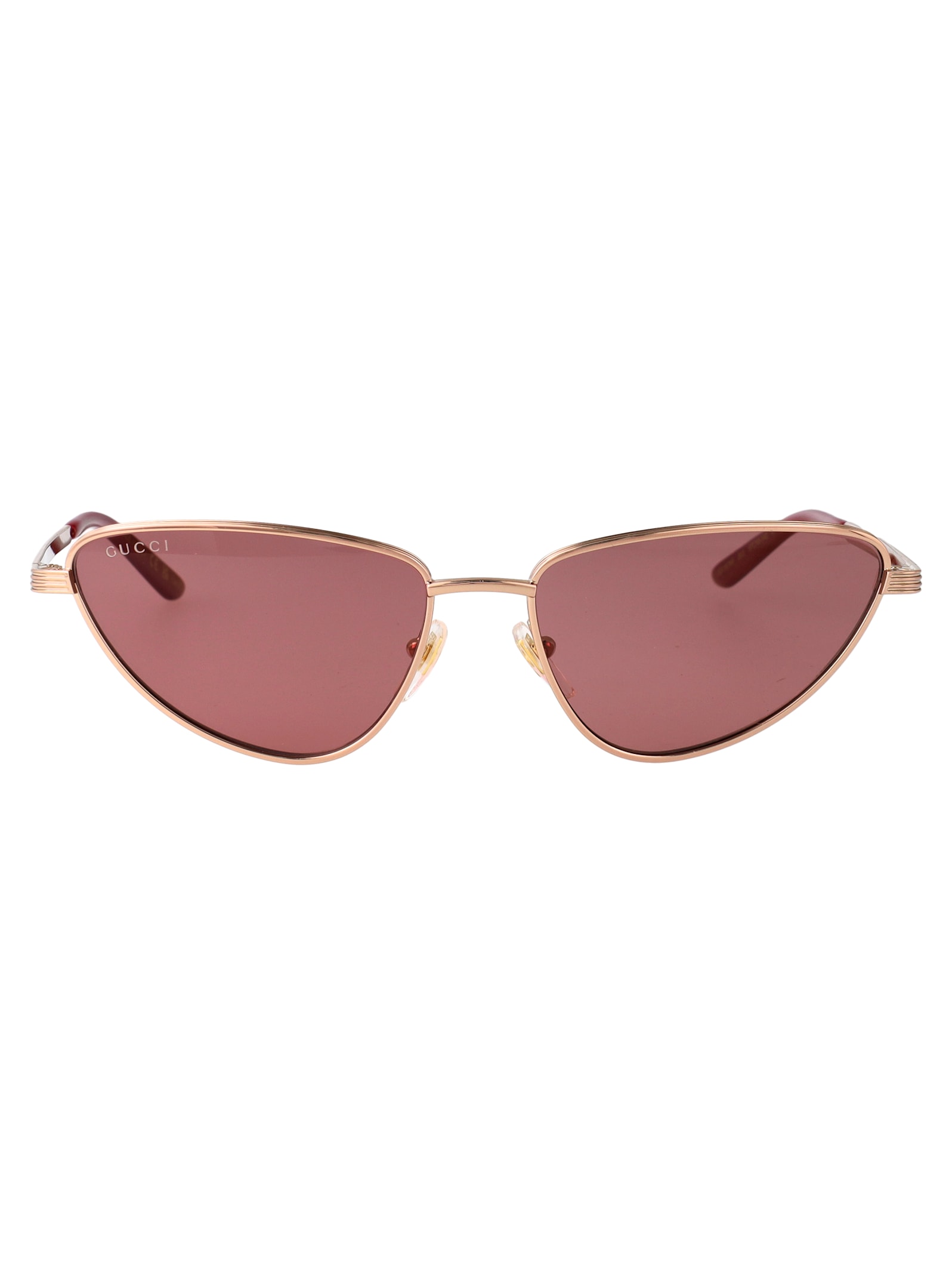 Gucci Gold-gold-red Metal Sunglasses In Multi