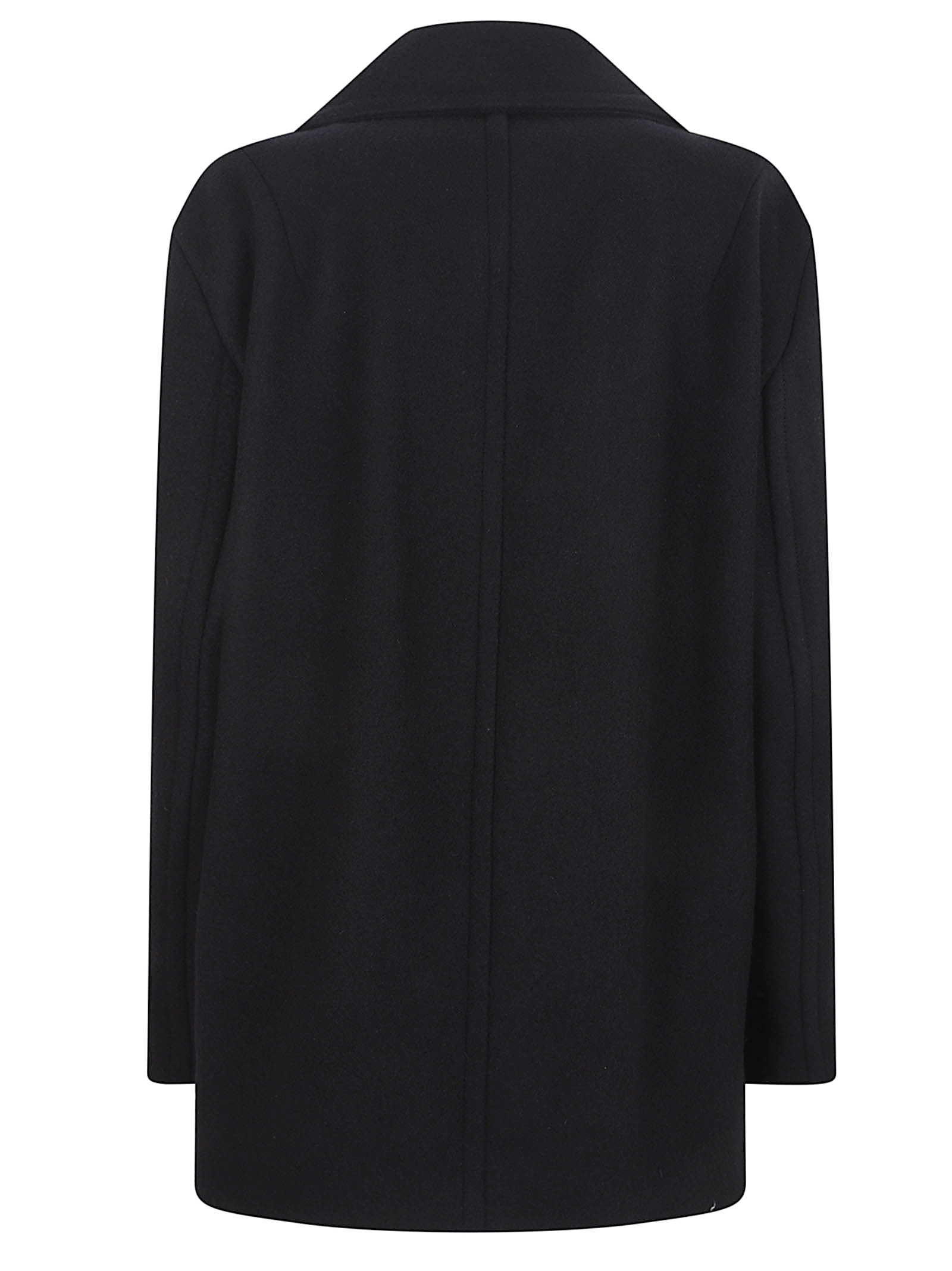 Sportmax Double-breasted Wool Coat Featuring Pockets In Black