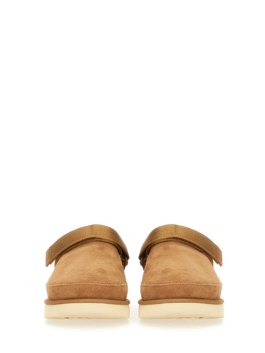 Ugg Goldenstar Suede Flatform Clogs In Brown