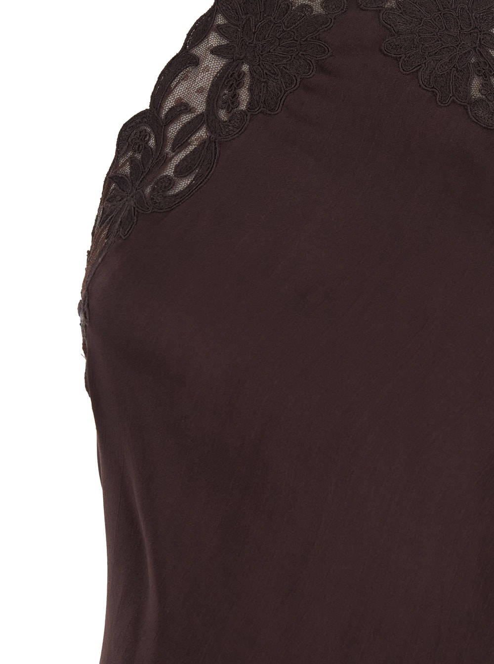 Twinset Brown Halterneck Long Dress With Lace Embellishment On The Rear In Viscose Woman In Brown