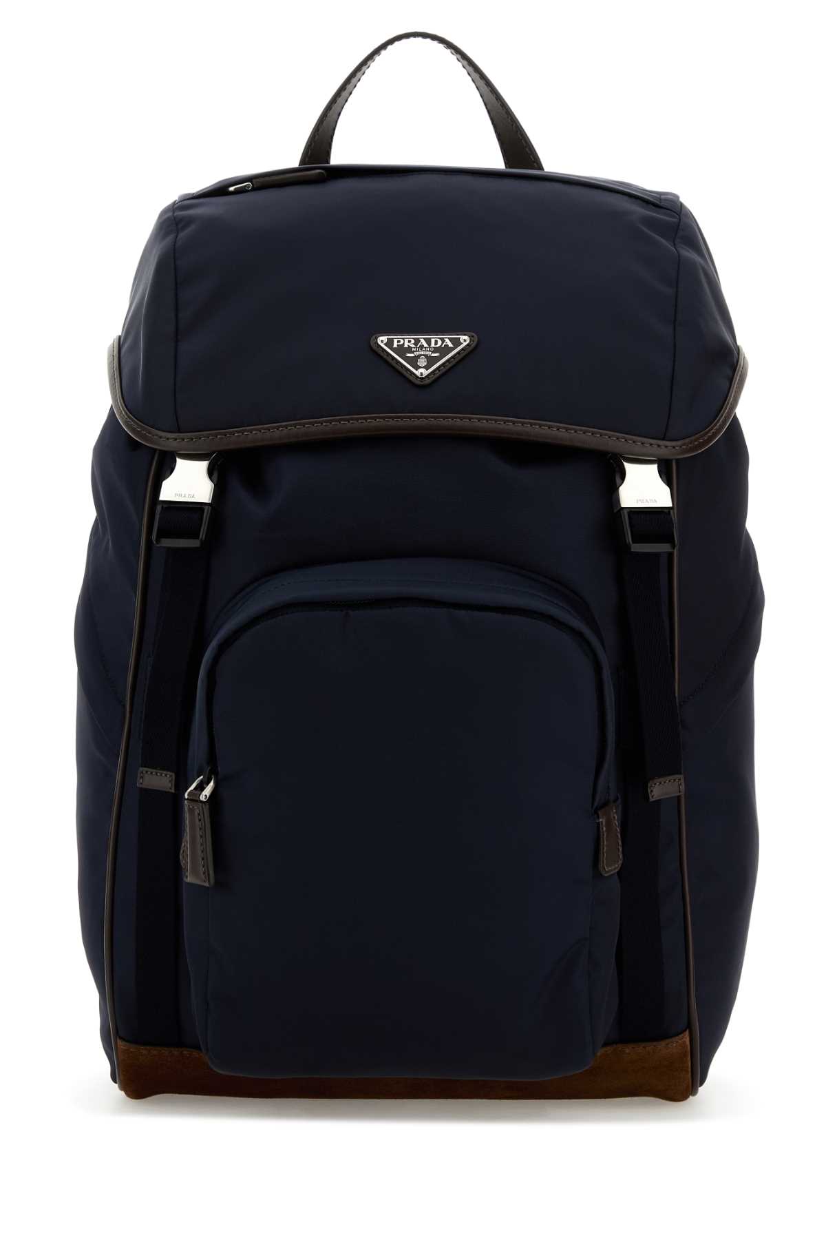 Two-tone Leather And Re-nylon Backpack