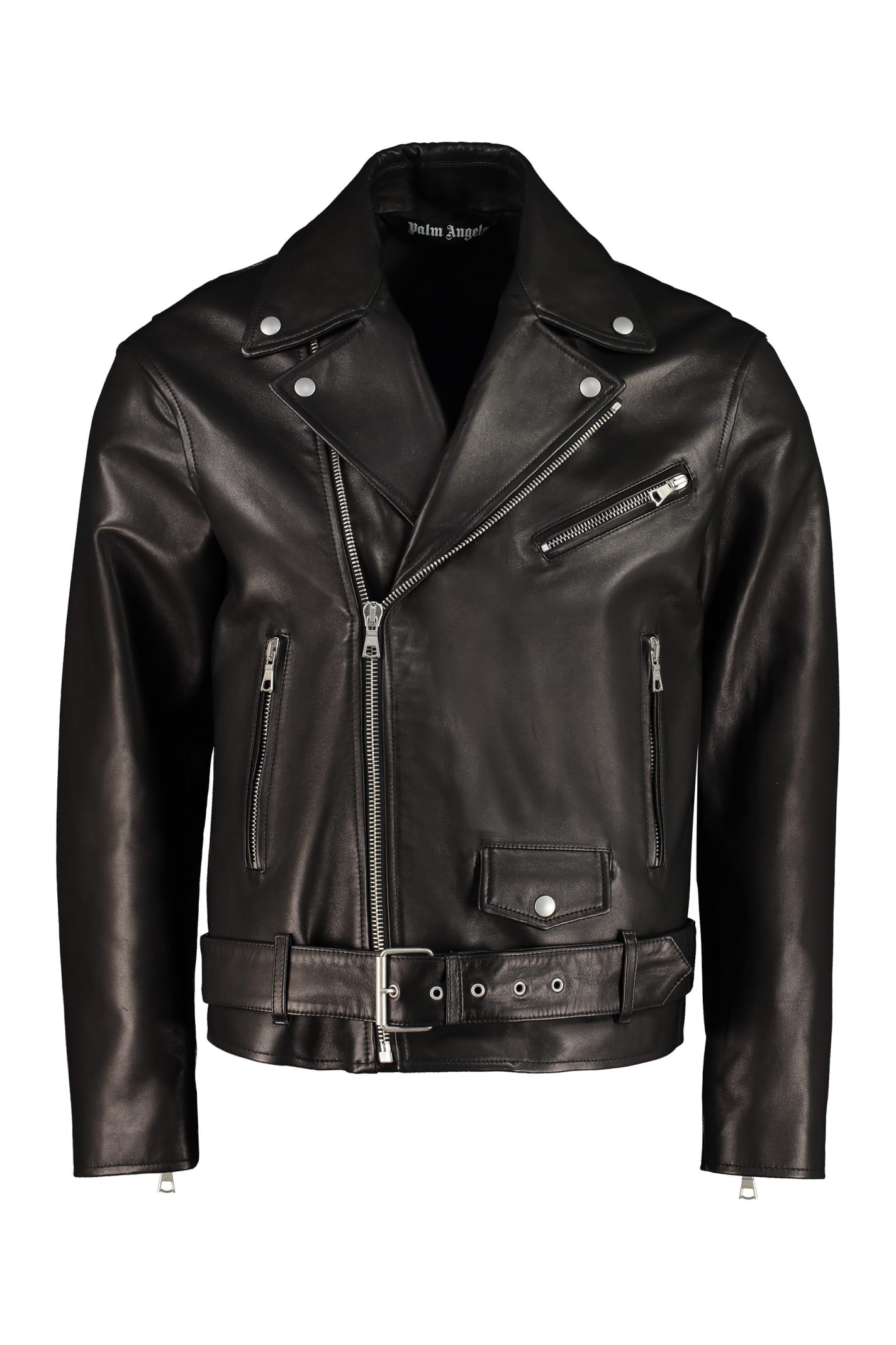 Palm Angels Belted Leather Jacket