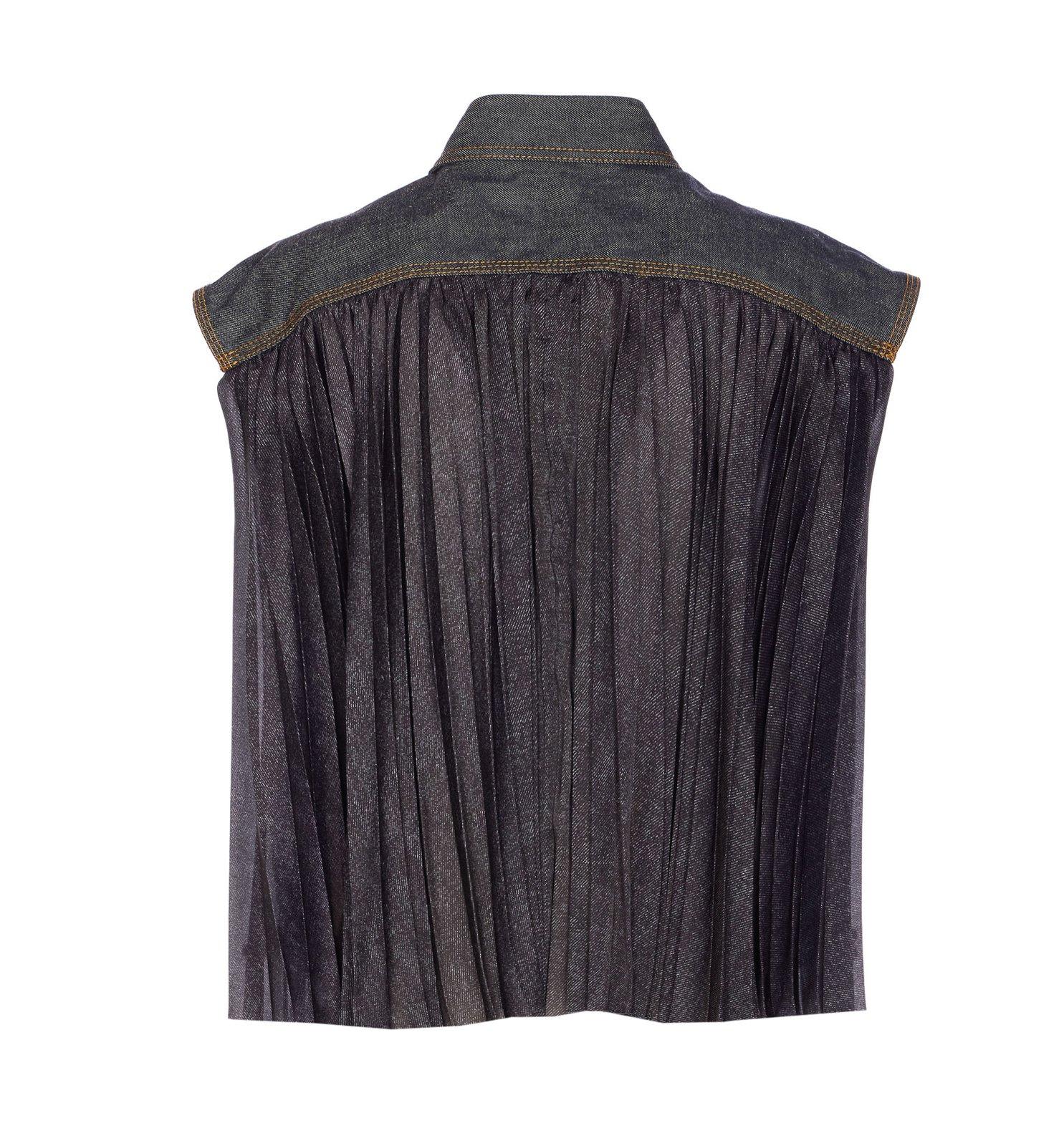 SACAI COLLARED PLEATED SLEEVELESS SHIRT