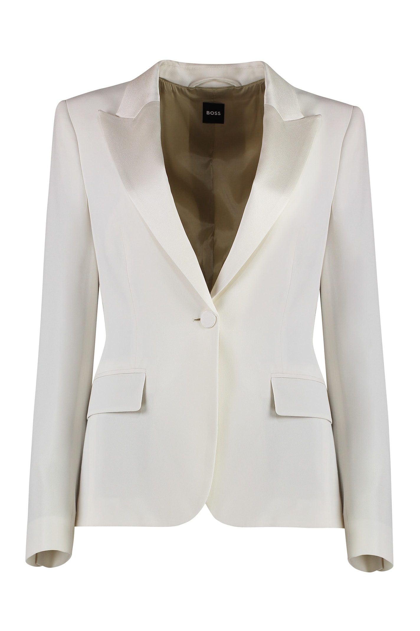 Shop Hugo Boss Single-breasted One Button Jacket In Ivory