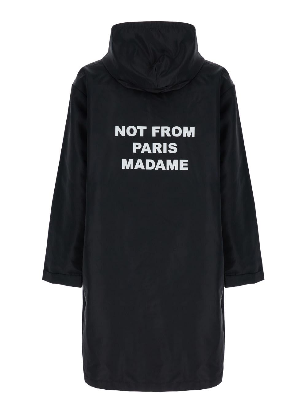 Shop Drôle De Monsieur Black Parka Coat With Logo In Techno Fabric Man