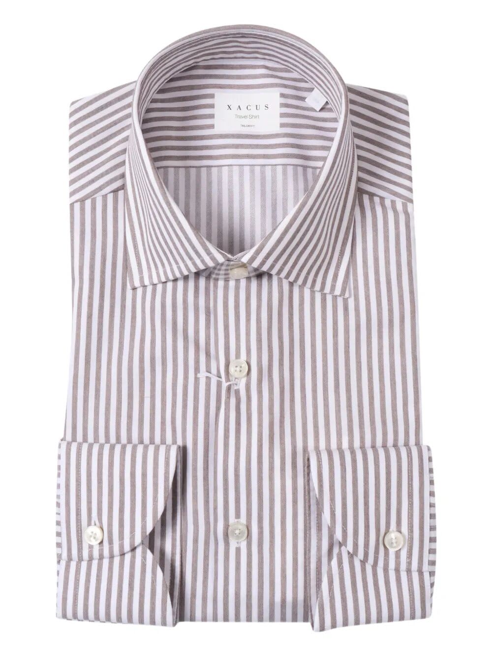 Xacus Striped Cotton Shirt In Neutral