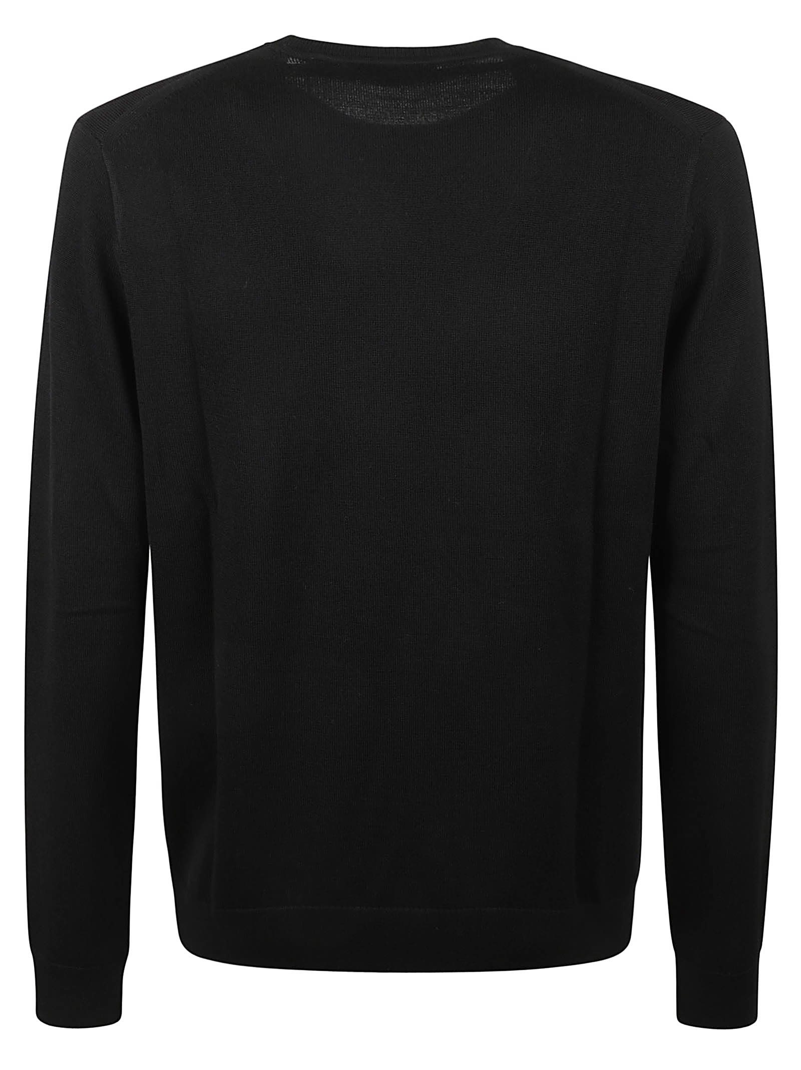 Michael Kors Wool Crew Neck Sweater With Ribbed Trim In Black