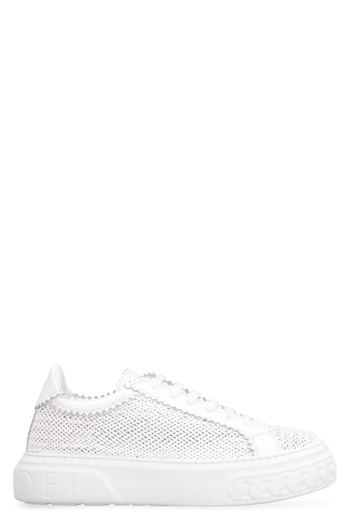 Shop Casadei Leather Chunky Sneakers In White