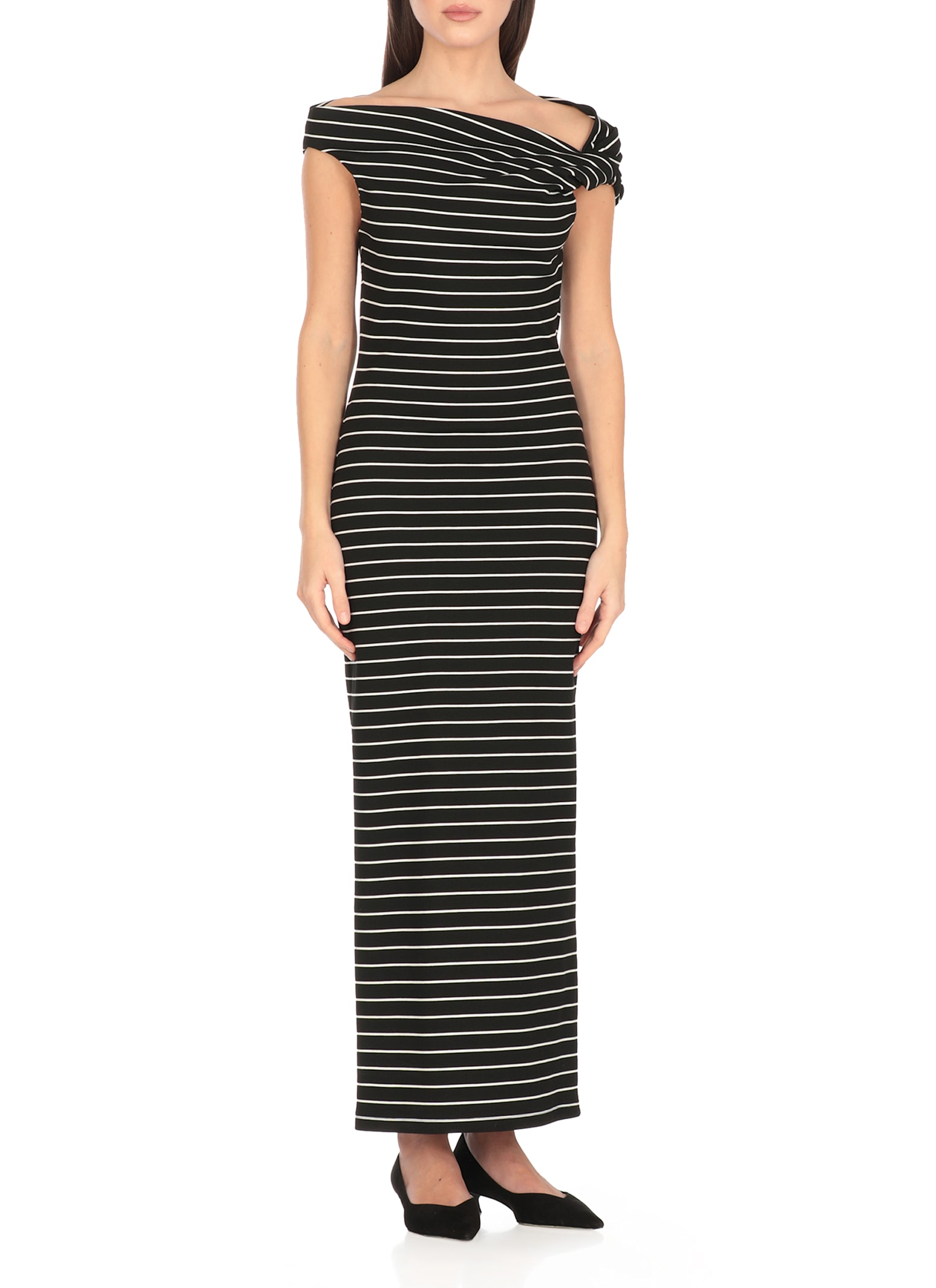 Msgm Dress Knee Length Wide Neck In Black