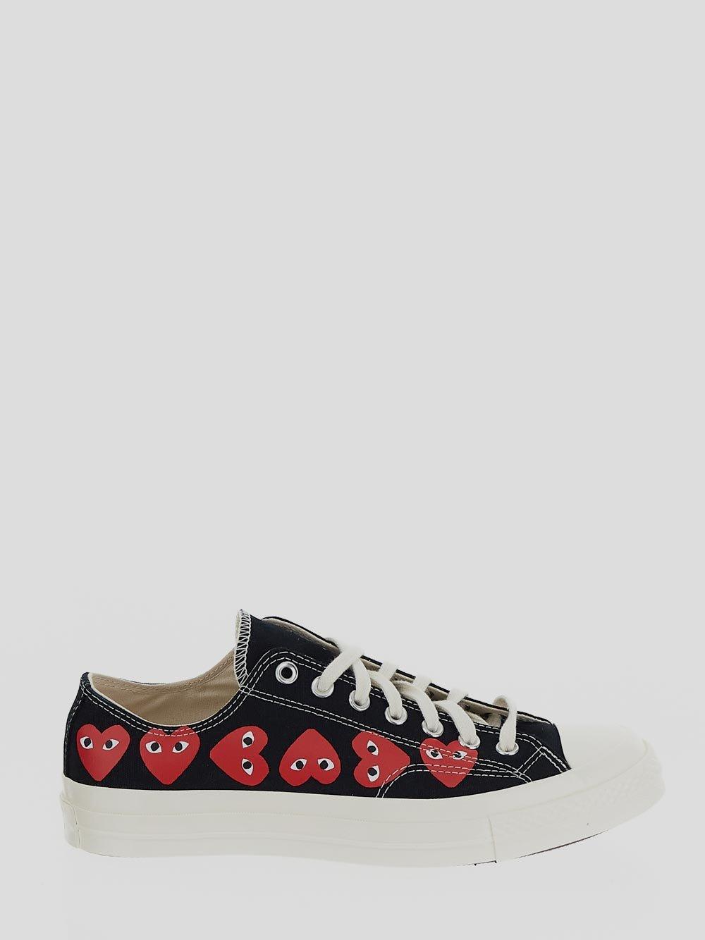 Shop Comme Des Garçons X Converse Chuck 70 Heart Printed Lace-up Sneakers In Black