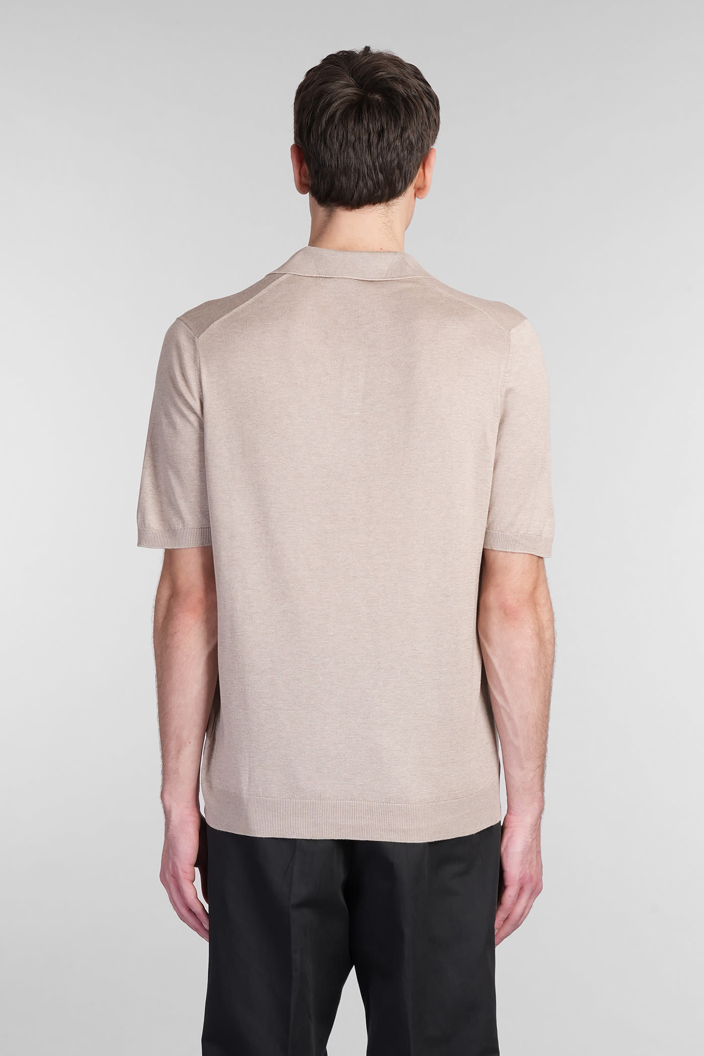 Shop Tagliatore Keith Polo In Taupe Silk