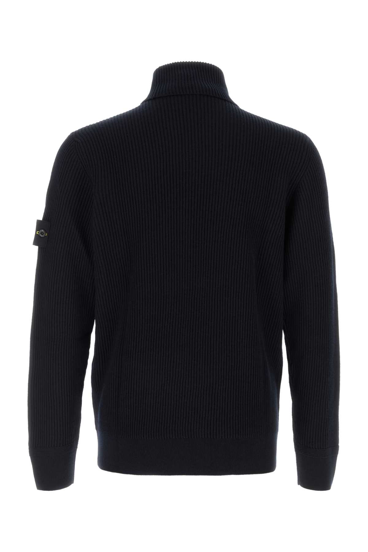 Stone Island Finely Ribbed Turtleneck Sweater In Black