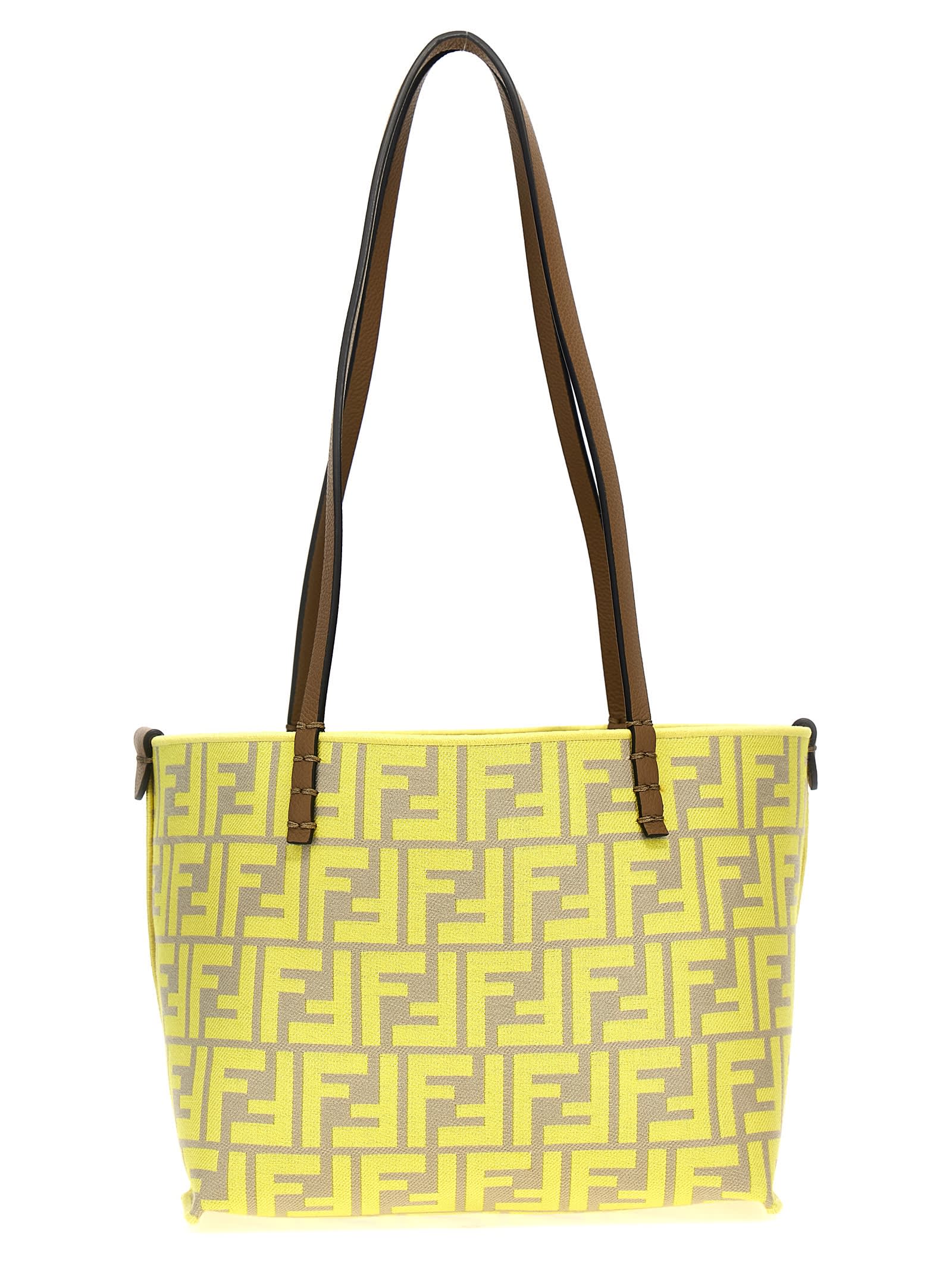 Shop Fendi Roll Small Reversible Shopping Bag In Beige