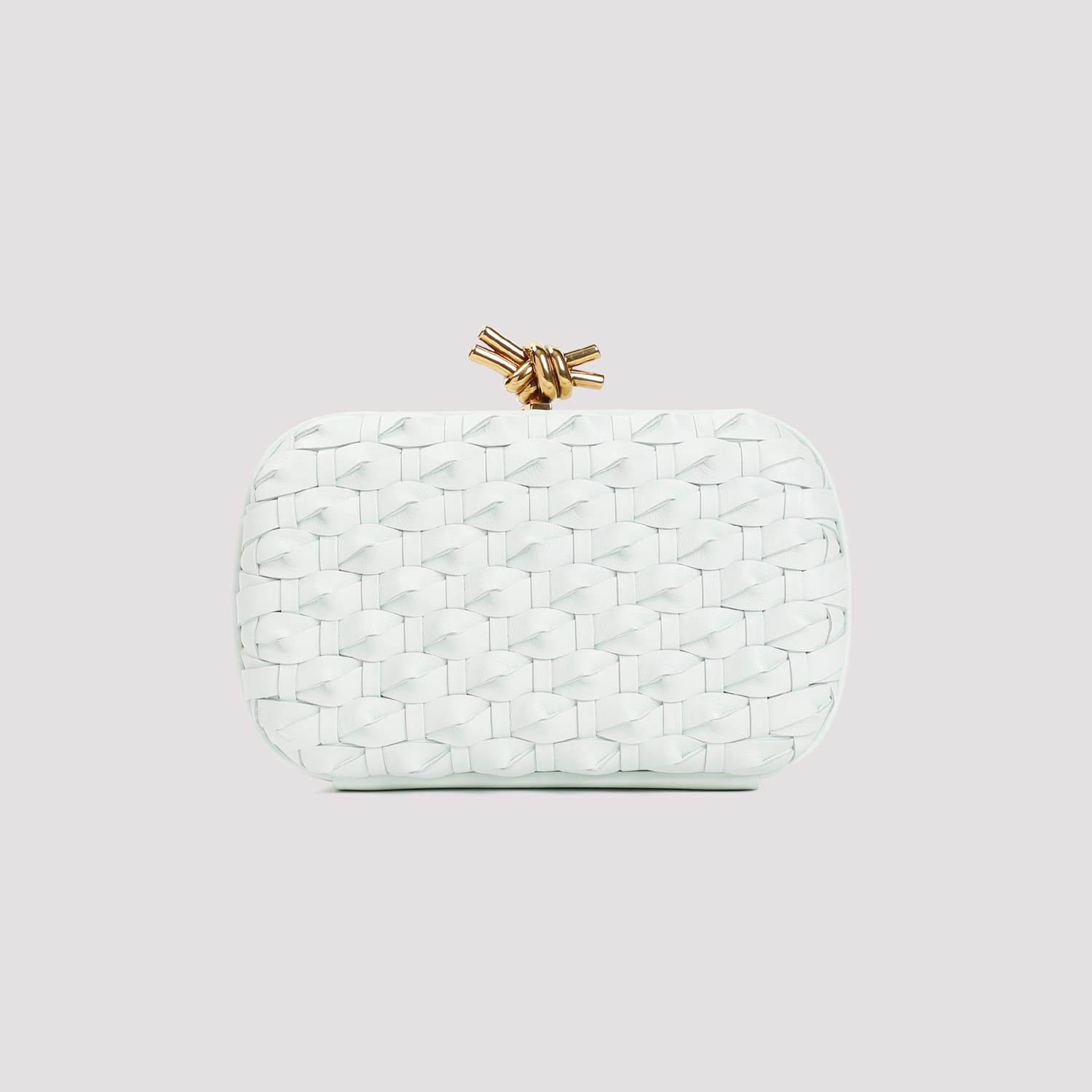 Shop Bottega Veneta Knot Minaudiere Bag In Glacier Brass