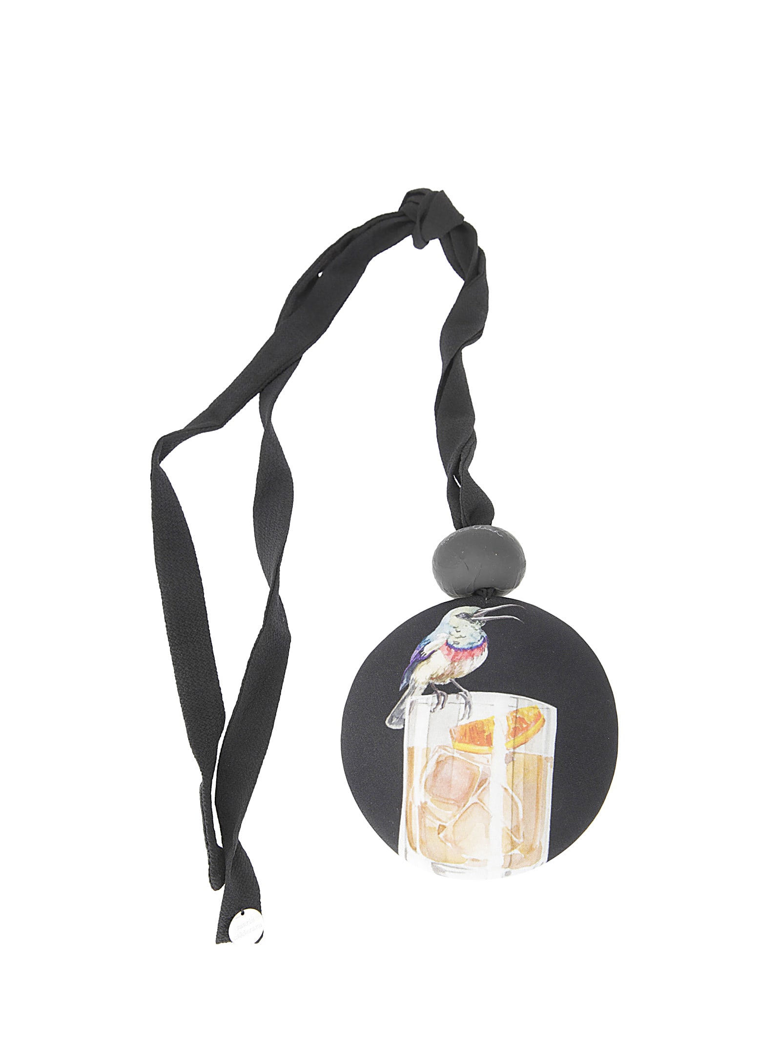 Maria Calderara Fabric Necklace With Printed Pendant In X
