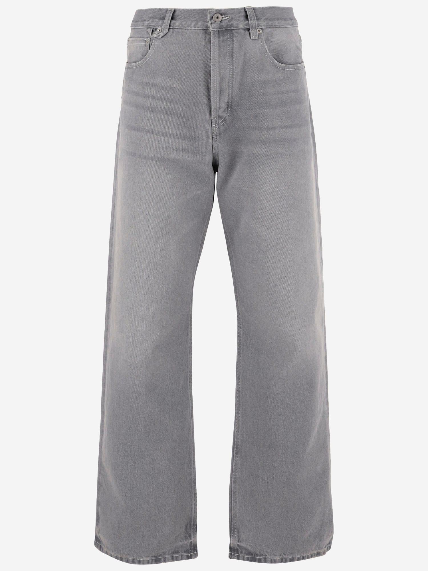 Shop Jacquemus Cotton Denim Jeans In 95a Grey/off White