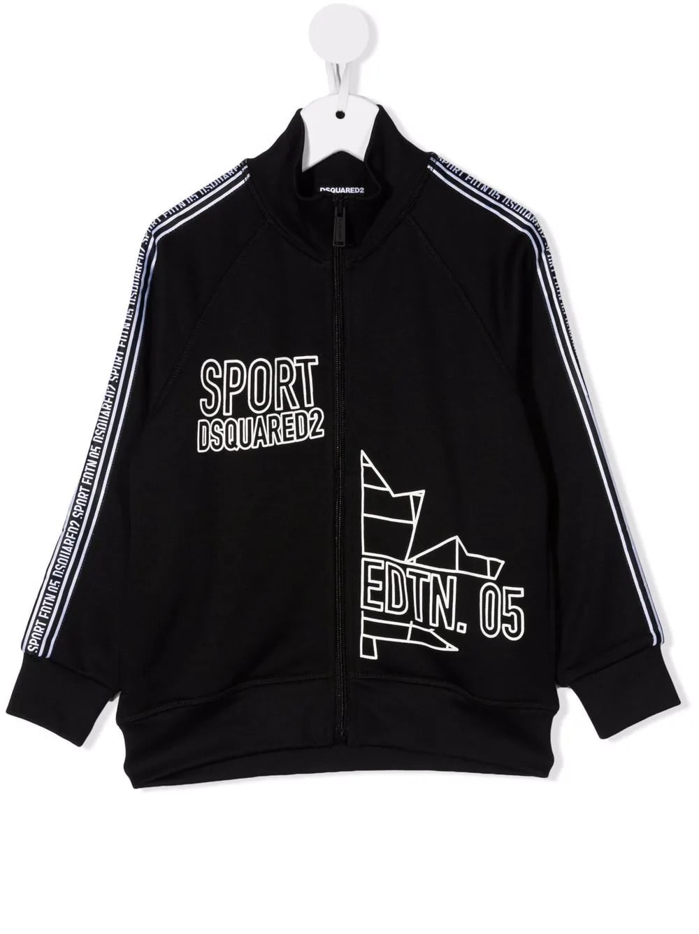 Dsquared2 Kids Black Sweatshirt With sport Edtn.05 Print And Logo Tapes On The Sleeves