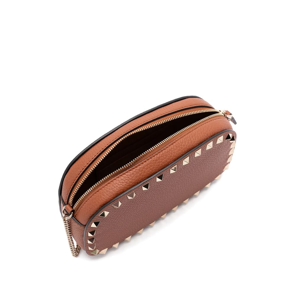 Valentino Garavani Rockstud Mini Shoulder Bag In Brown