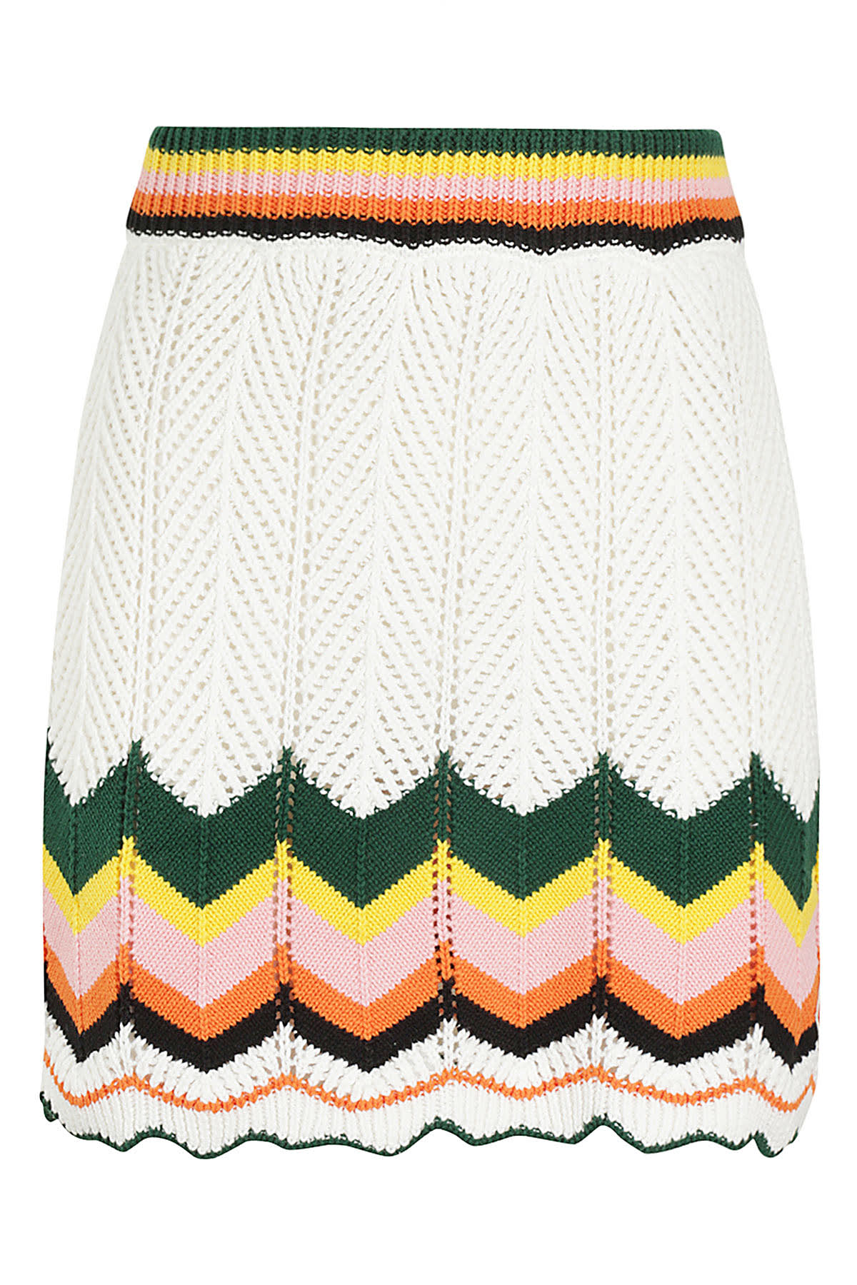 Shop Casablanca Chevron Lace Skirt In White Multi