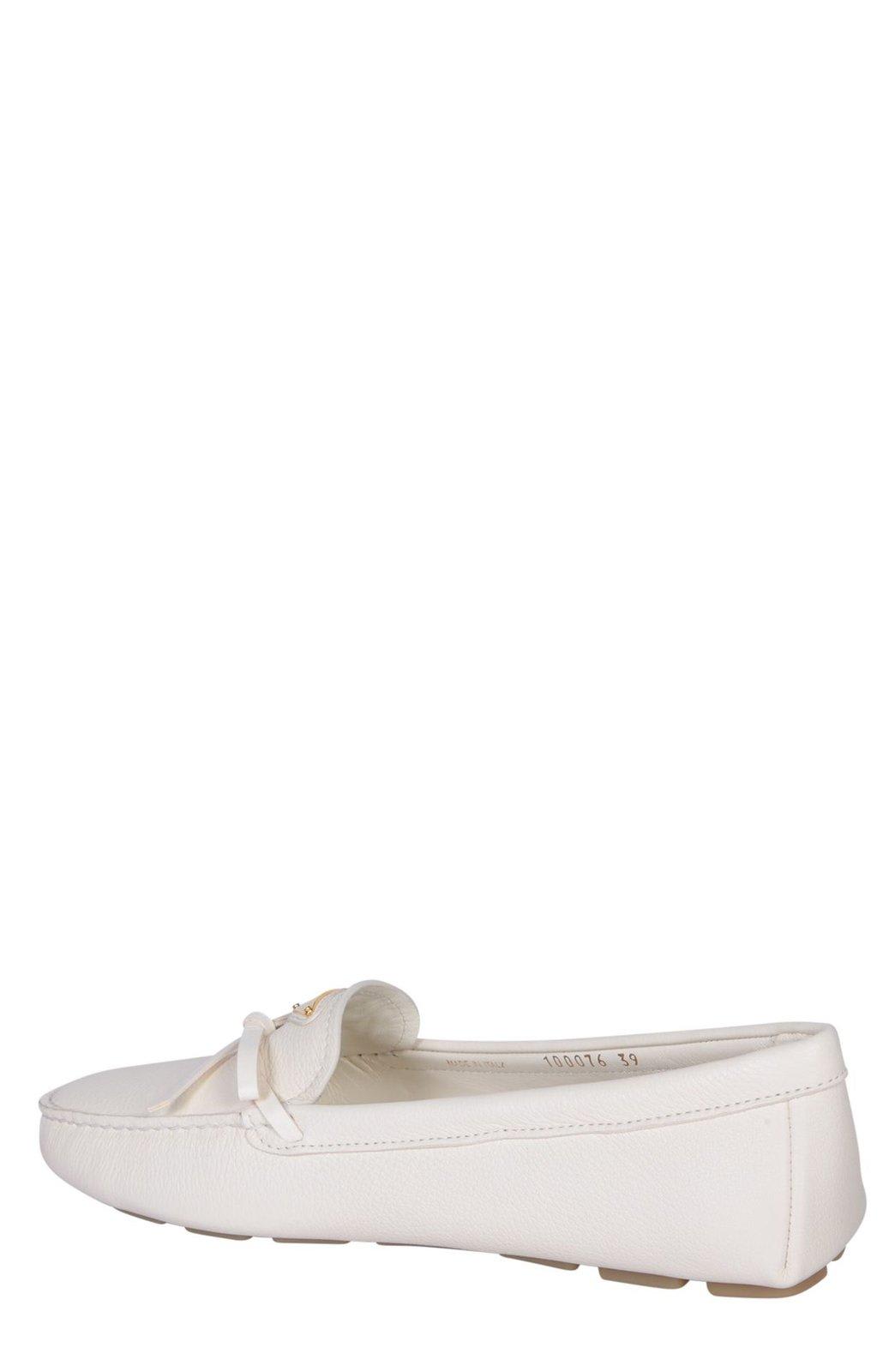 Shop Prada Triangle-logo Slip-on Loafers In White