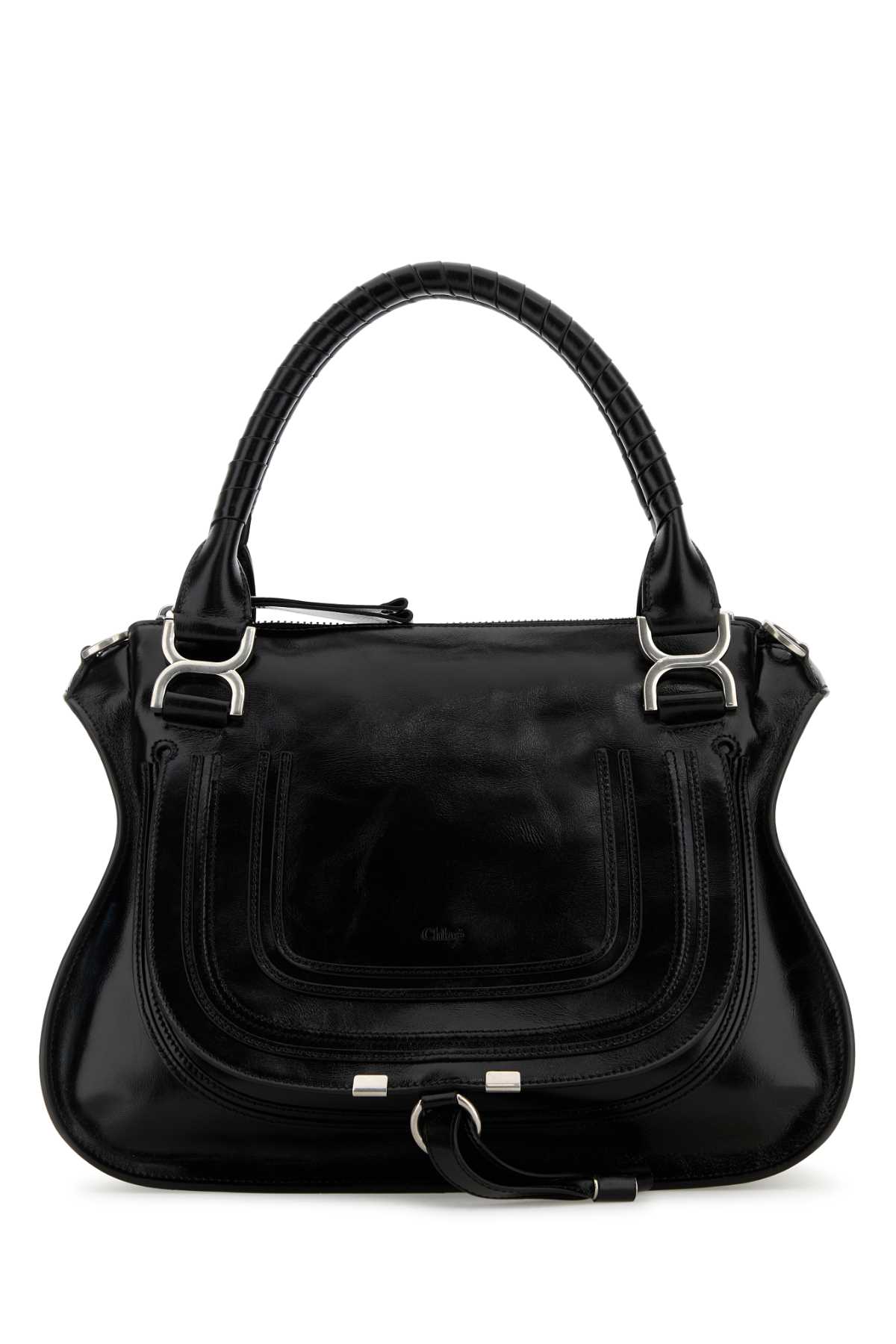 Shop Chloé Black Leather Medium Marcie Handbag