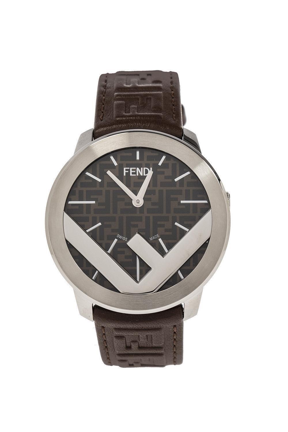 Fendi Logo Detailed Round Watch In Black