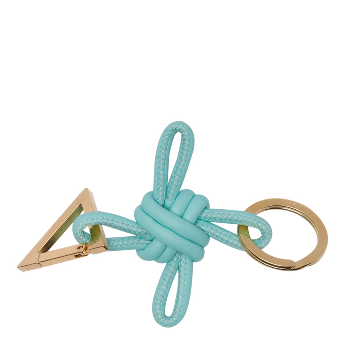 Shop Bottega Veneta Triangle Keyring In Green