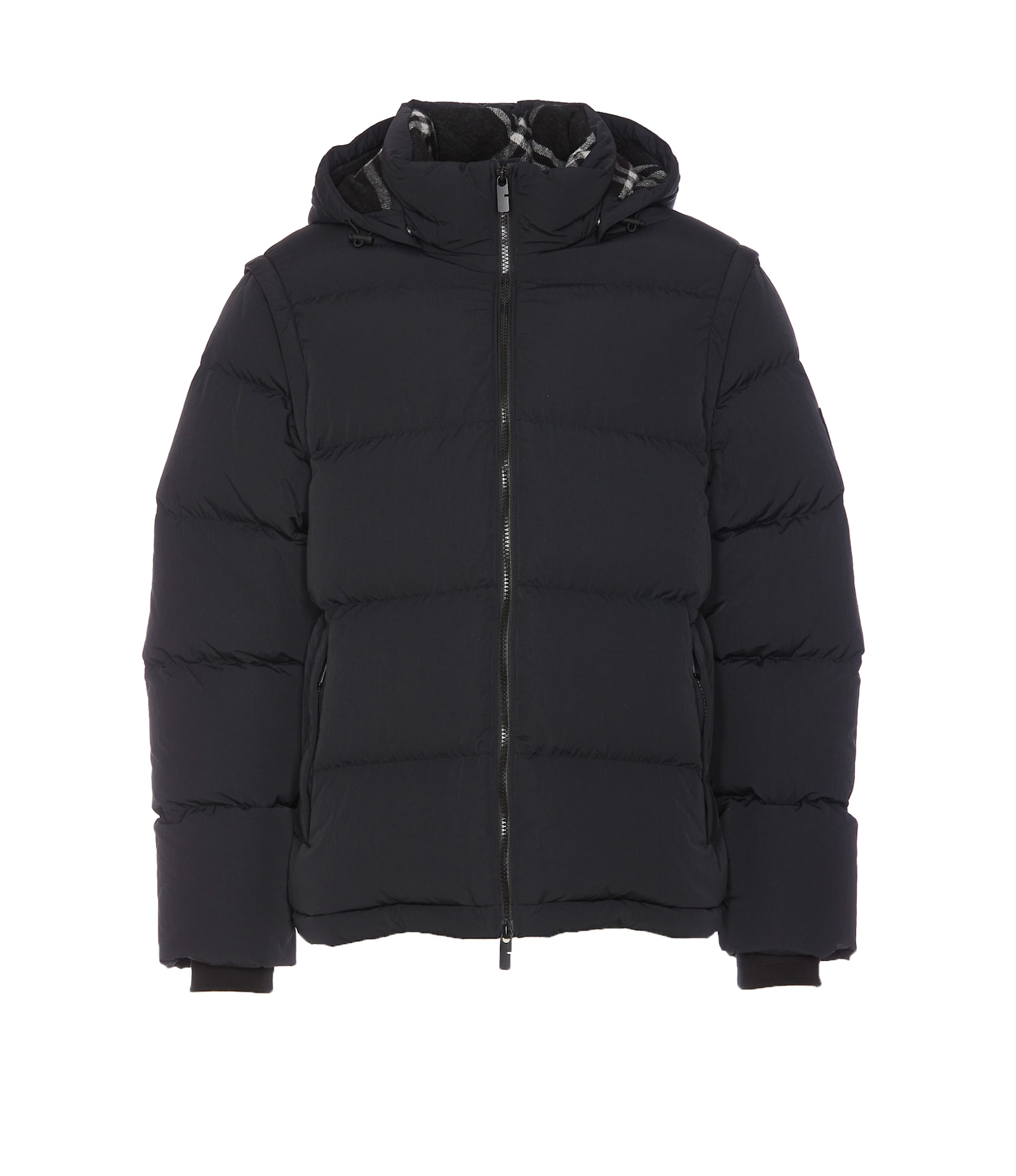 Shop Burberry Detachable Sleeve Nylon Puffer Jacket In Black