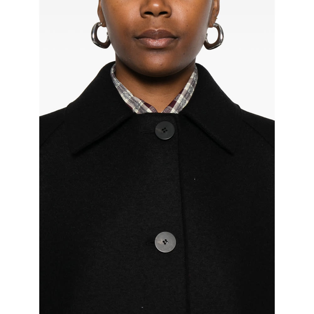 Harris Wharf London Wool Coat With Raglan Sleeves And Pockets In Black
