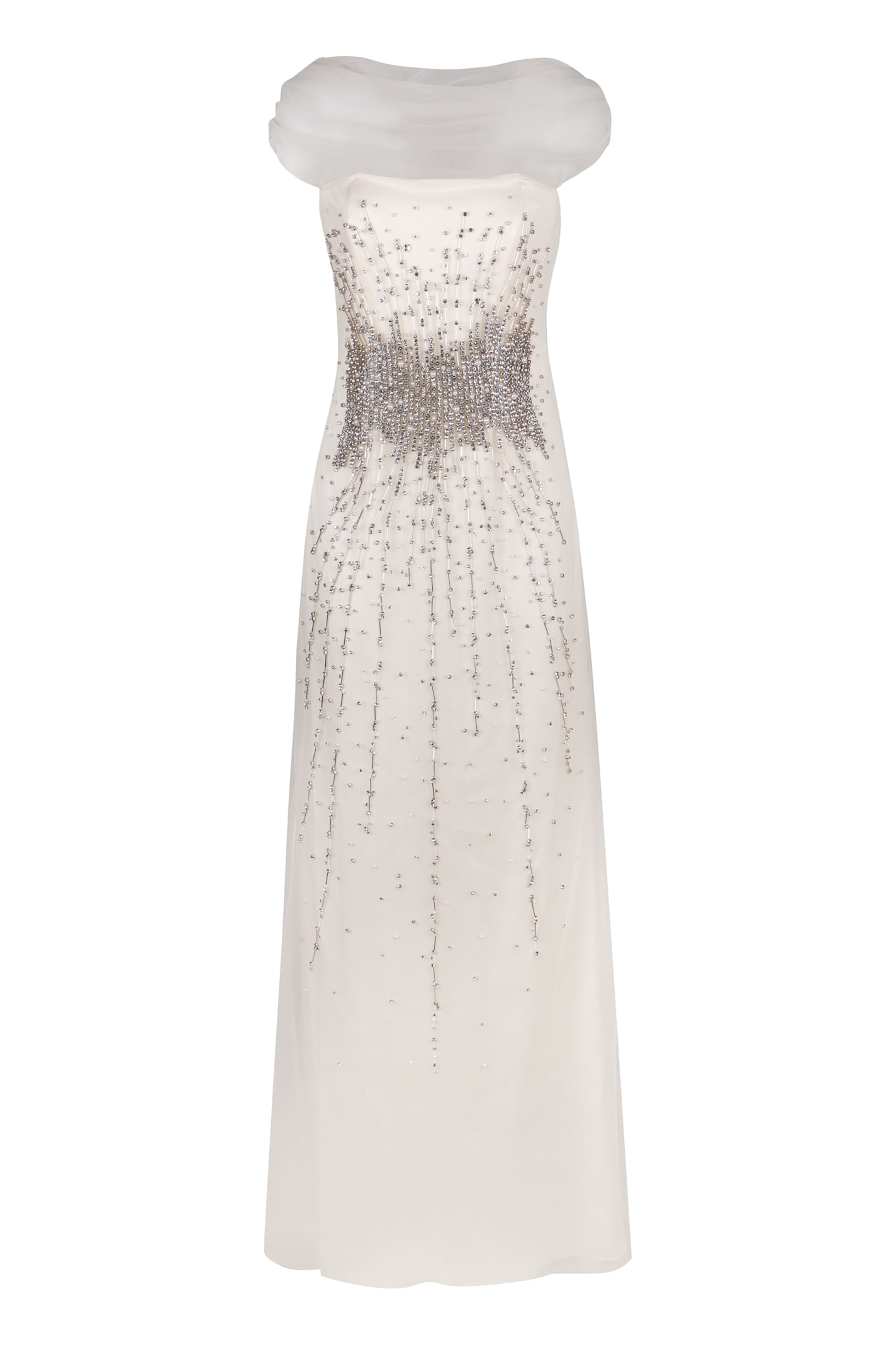 Shop Alberta Ferretti Long Tulle Dress In White