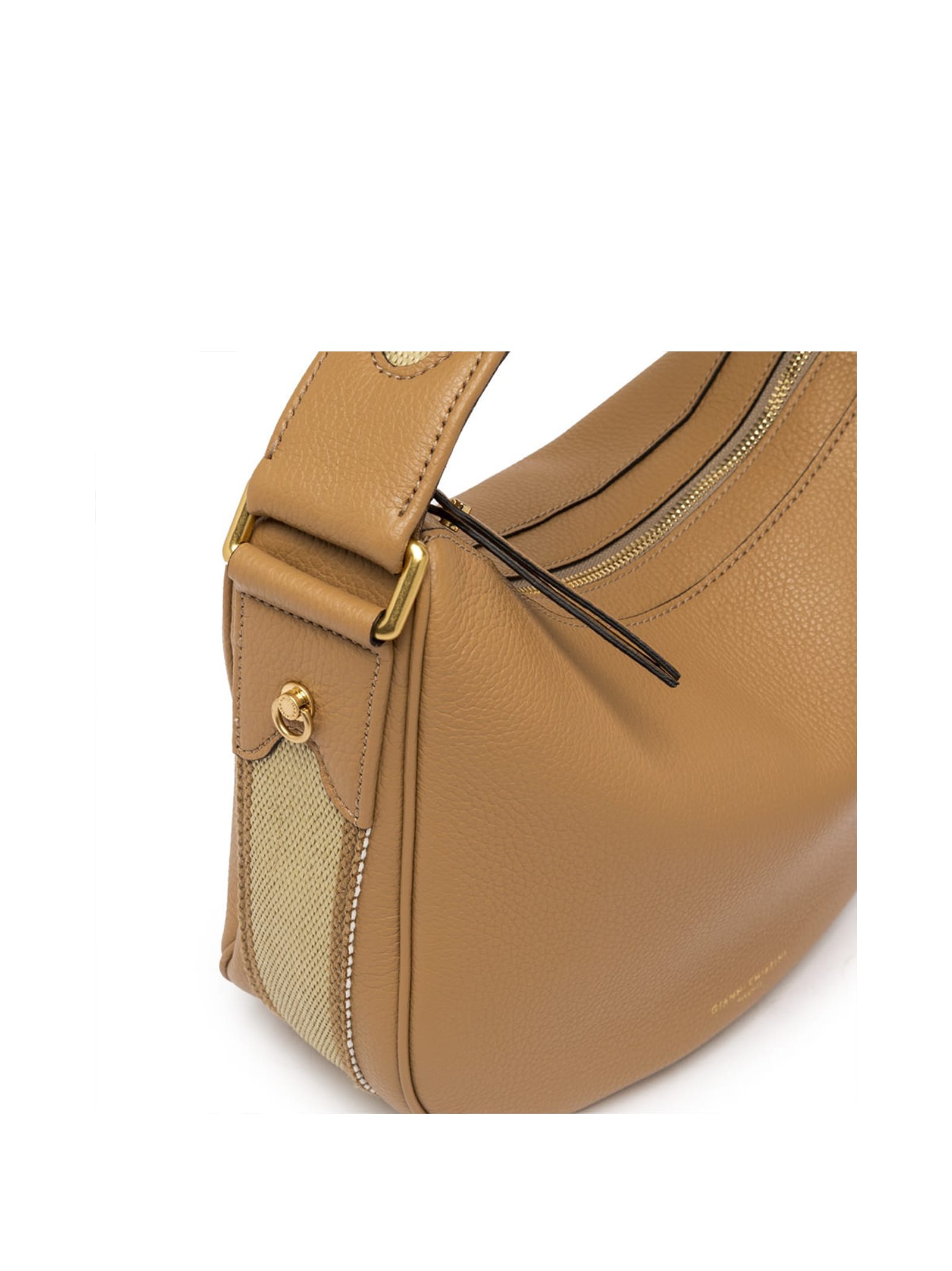 Shop Gianni Chiarini Armonia Nude Leather Shoulder Bag In Nature