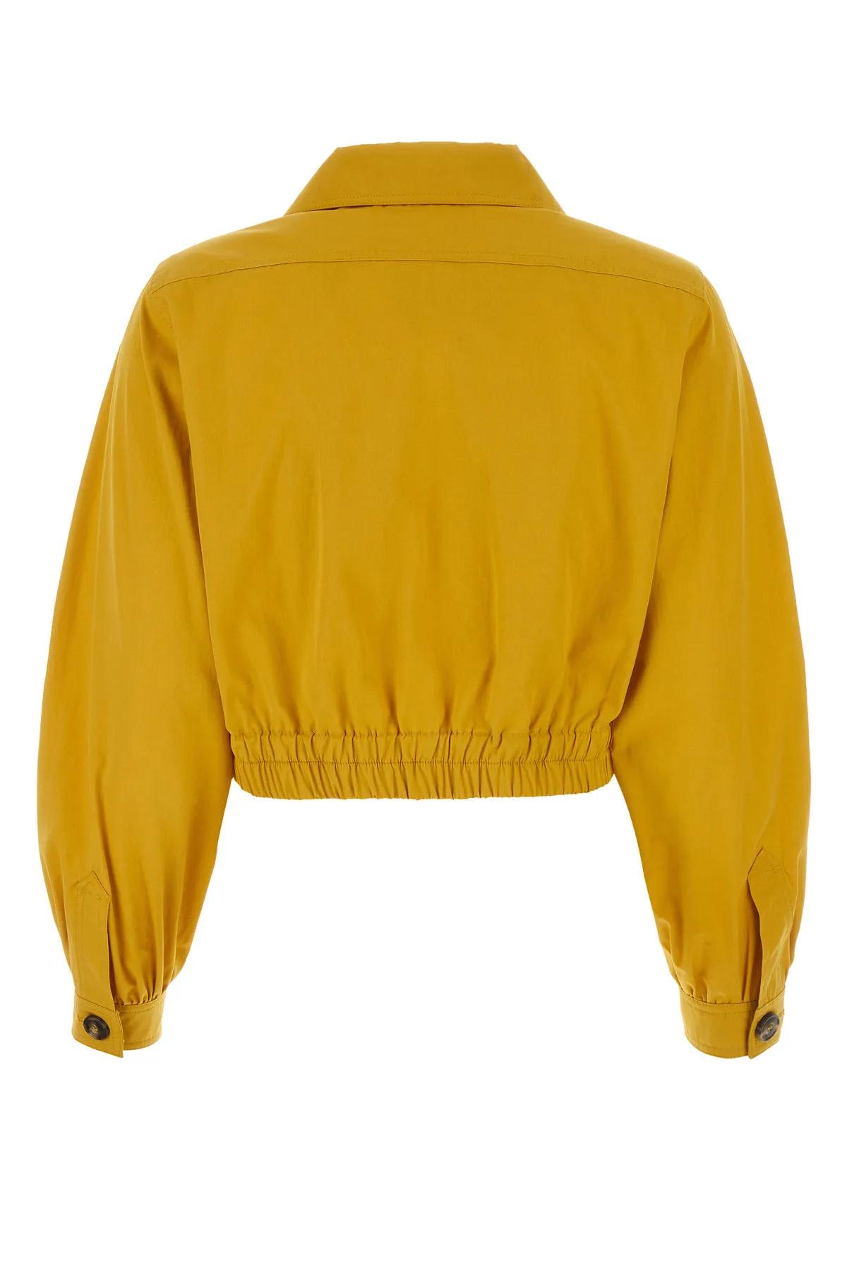 Shop Weekend Max Mara Yellow Cotton Giselle Jacket In Mustard