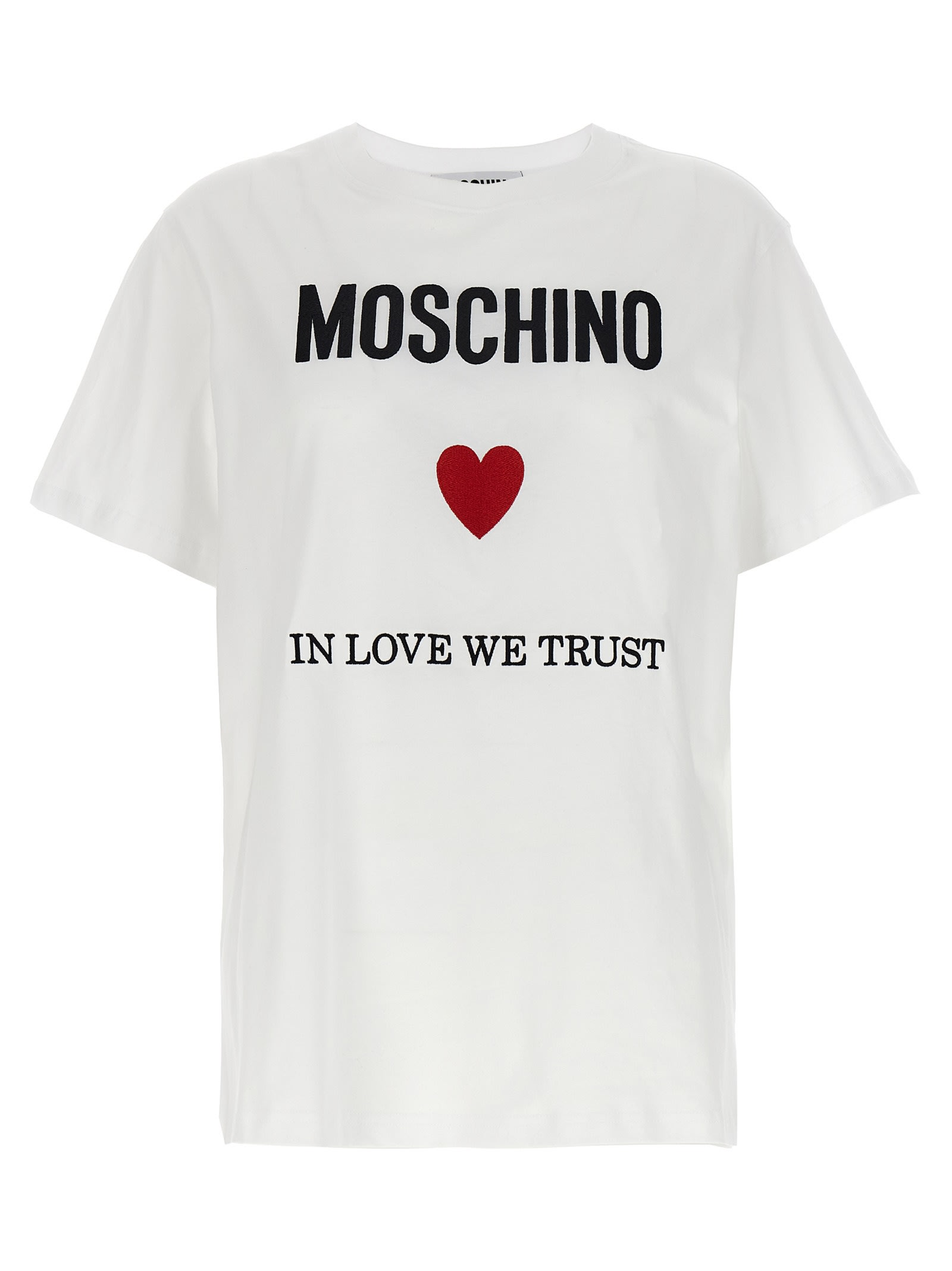 Shop Moschino In Love We Trust T-shirt In Bianco