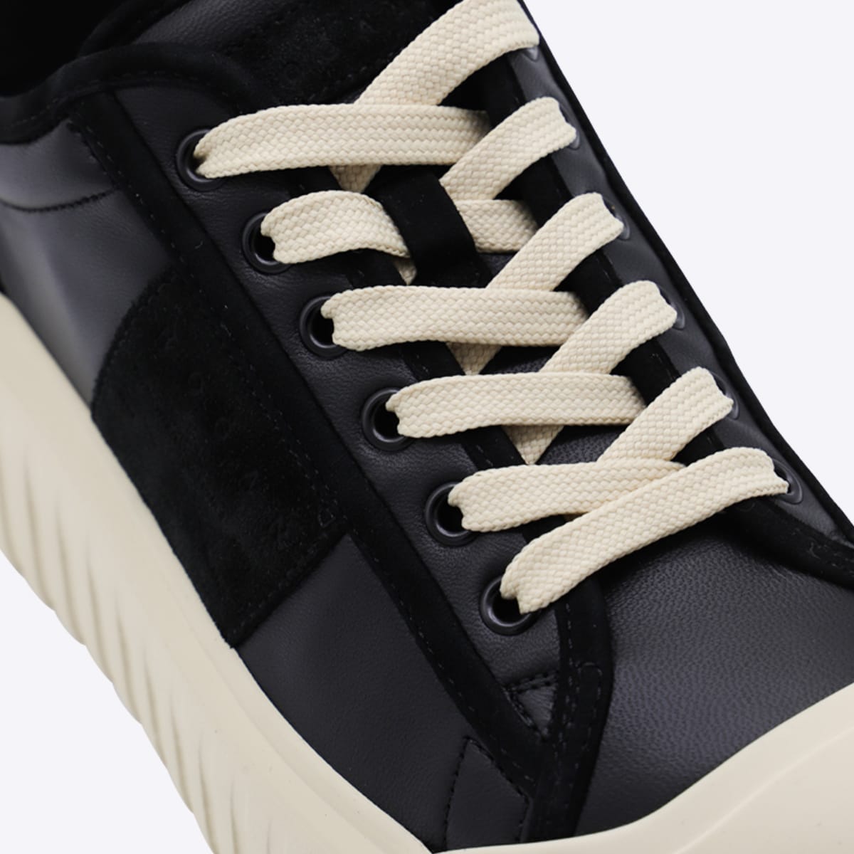 Hogan Leather And Suede Sneakers With Contrasting Sole In Black