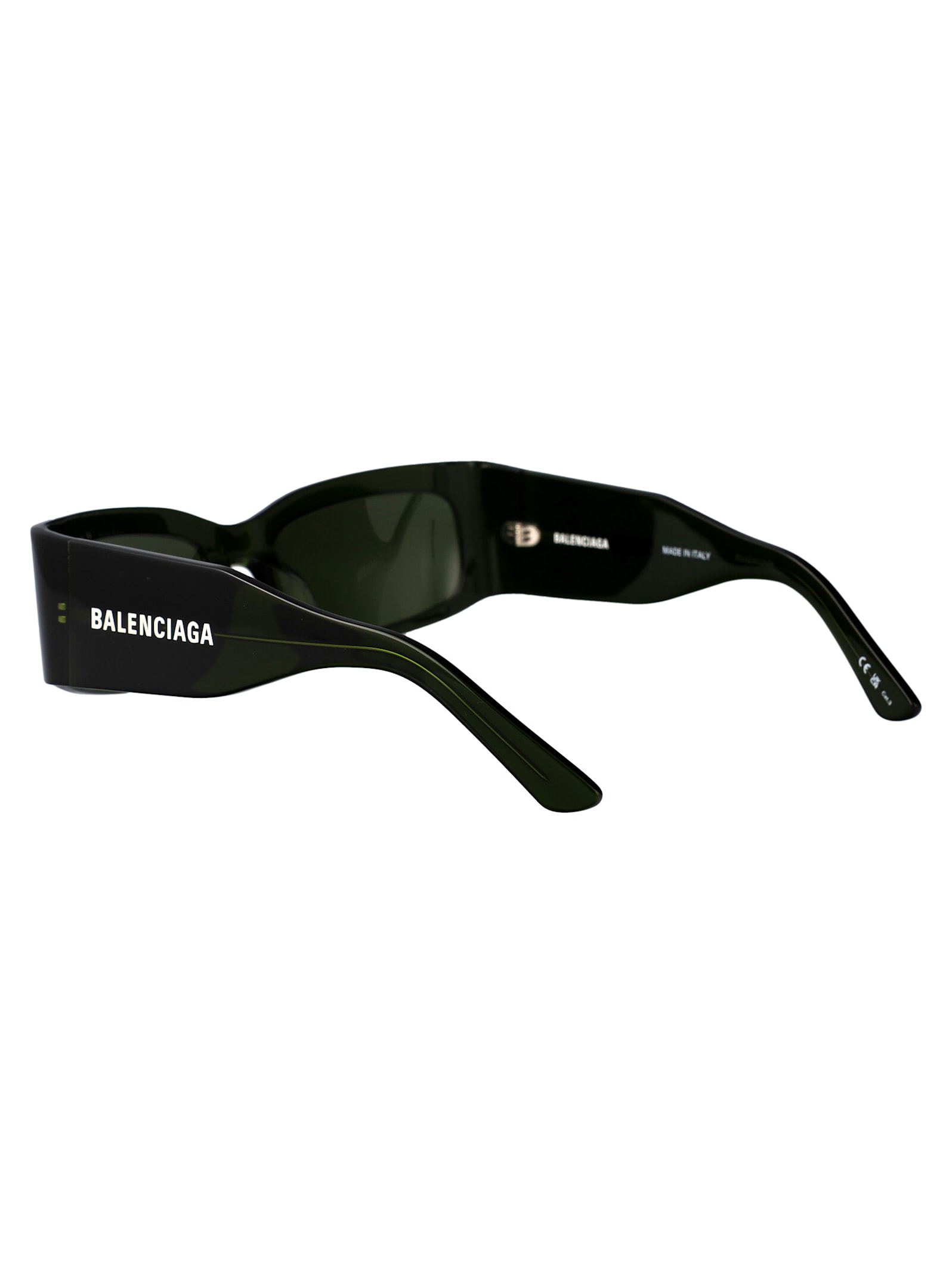 Balenciaga Acetate Green Sunglasses In Black