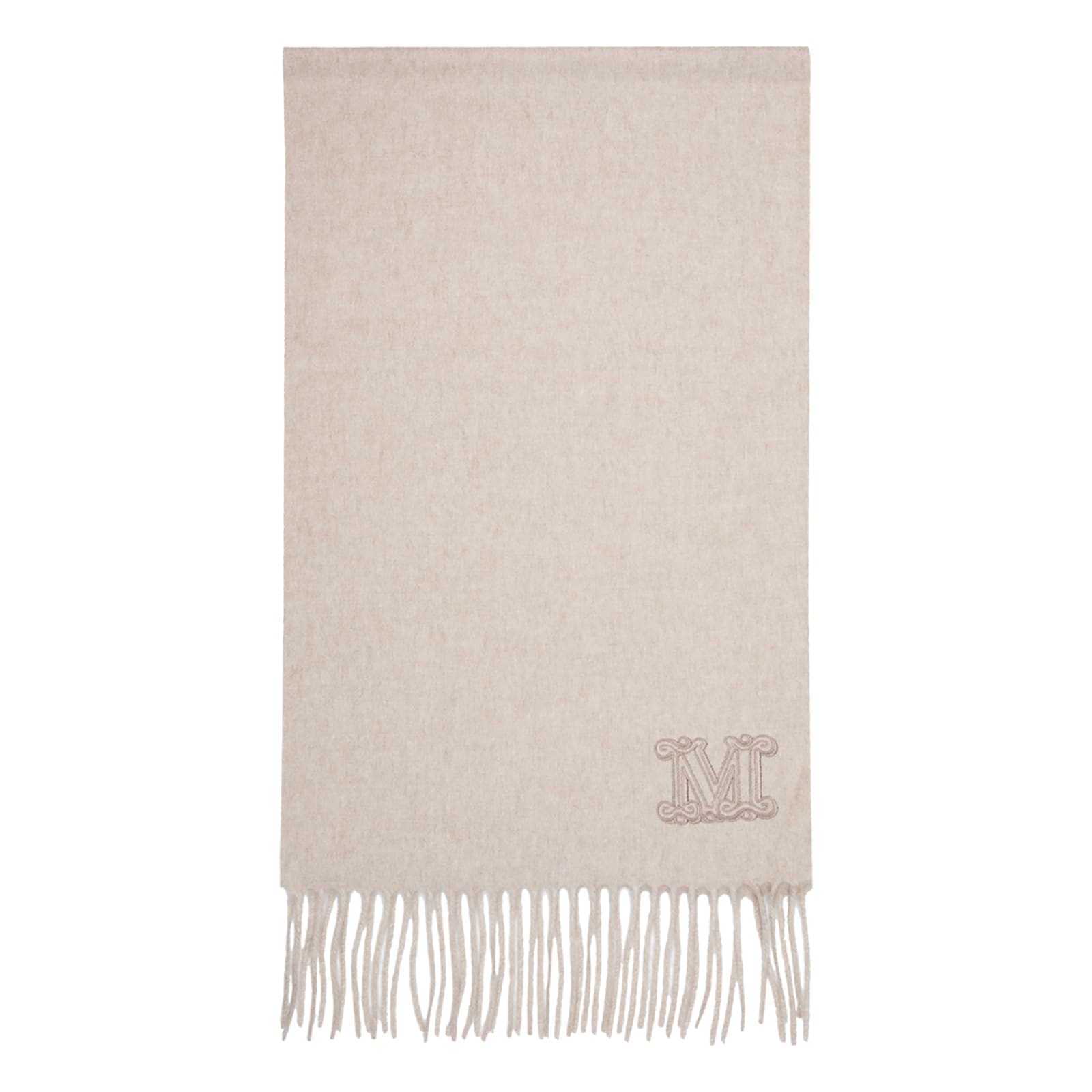 Max Mara Cashmere Scarf With Fringed Hem In Gold