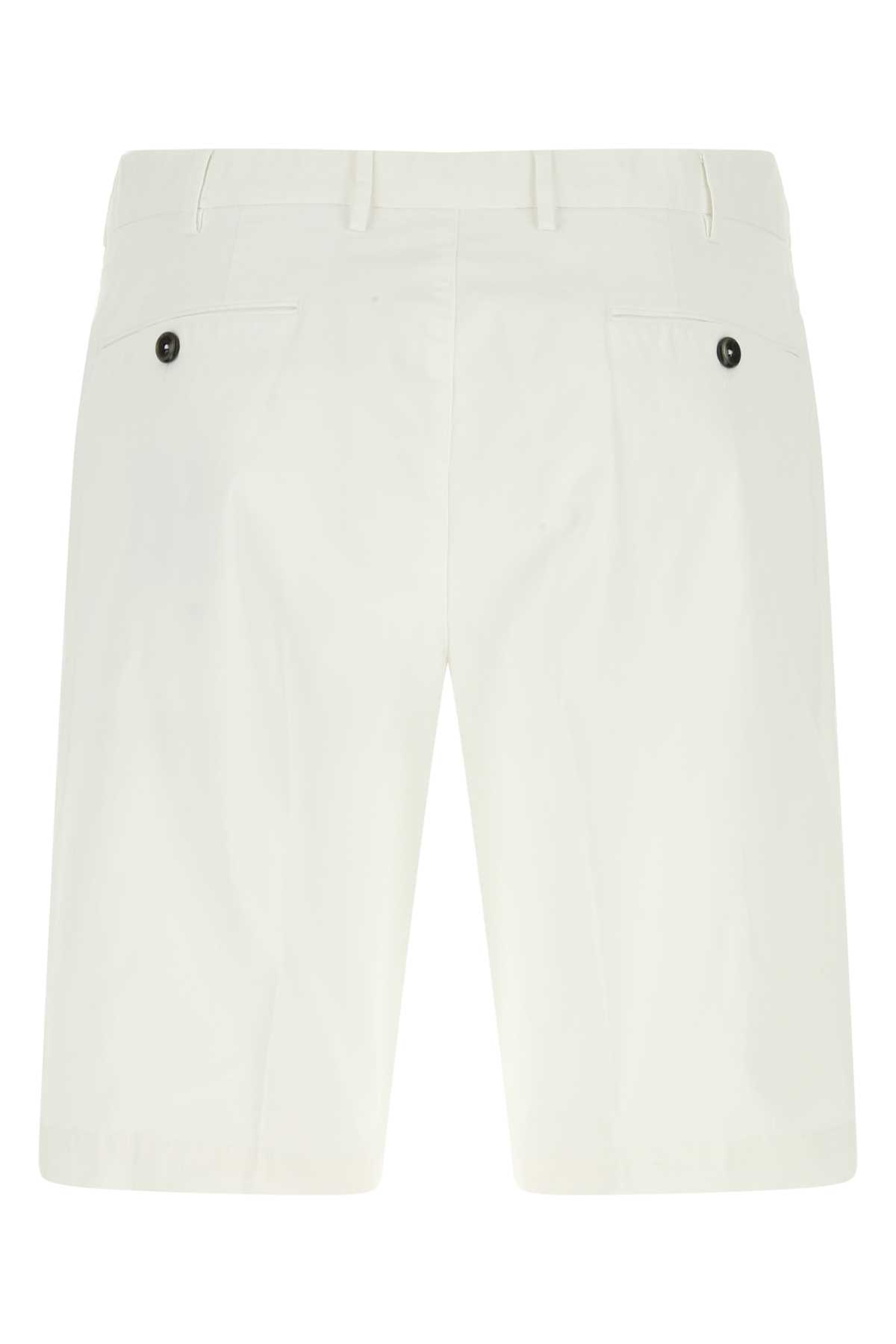 Shop Pt01 White Stretch Cotton Bermuda Shorts In Y010