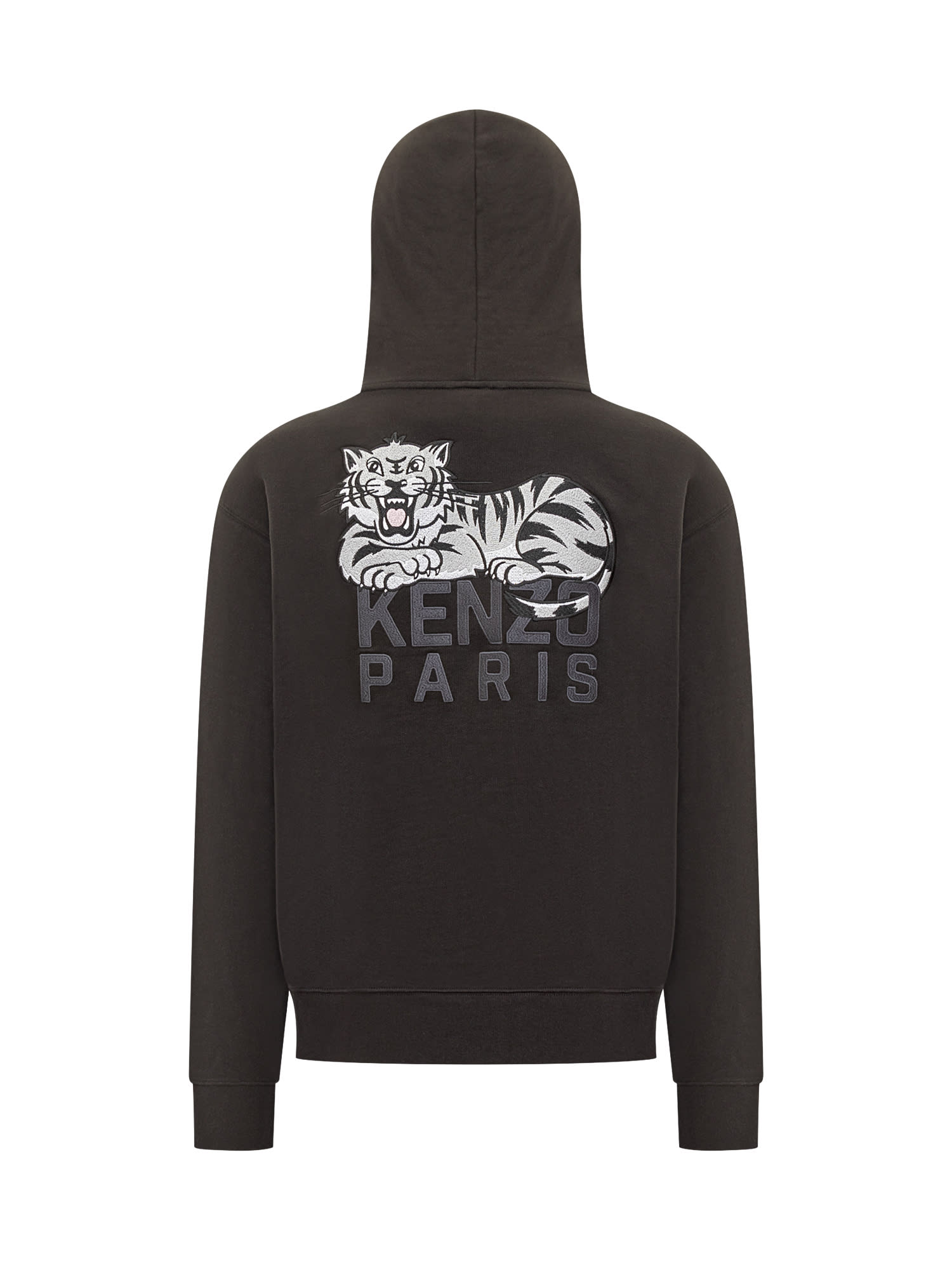 Kenzo Happy Tiger Hoodie In Black